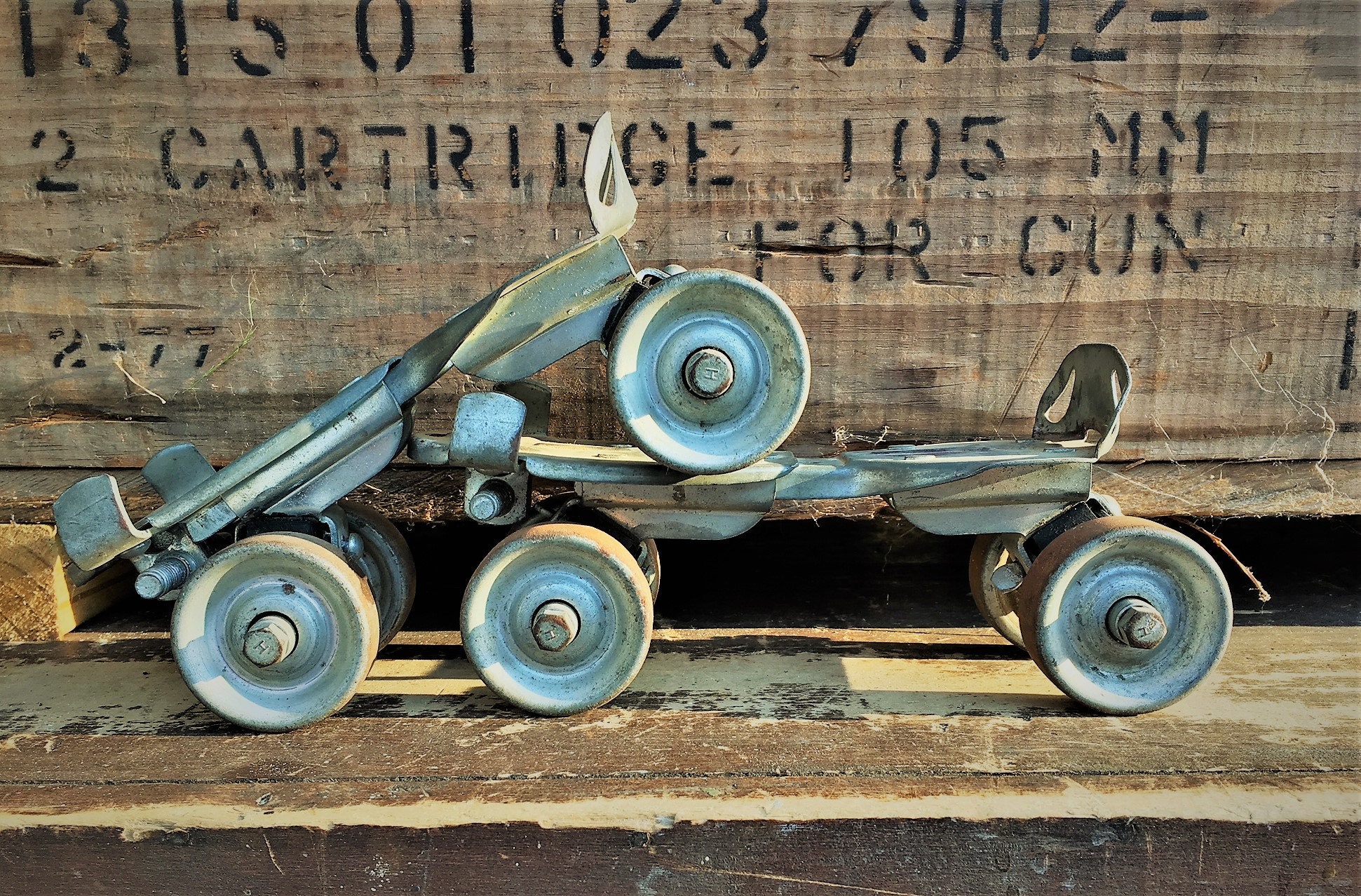 Vintage Pair of Roller Skates Metal Wheeled Adjustable Skates