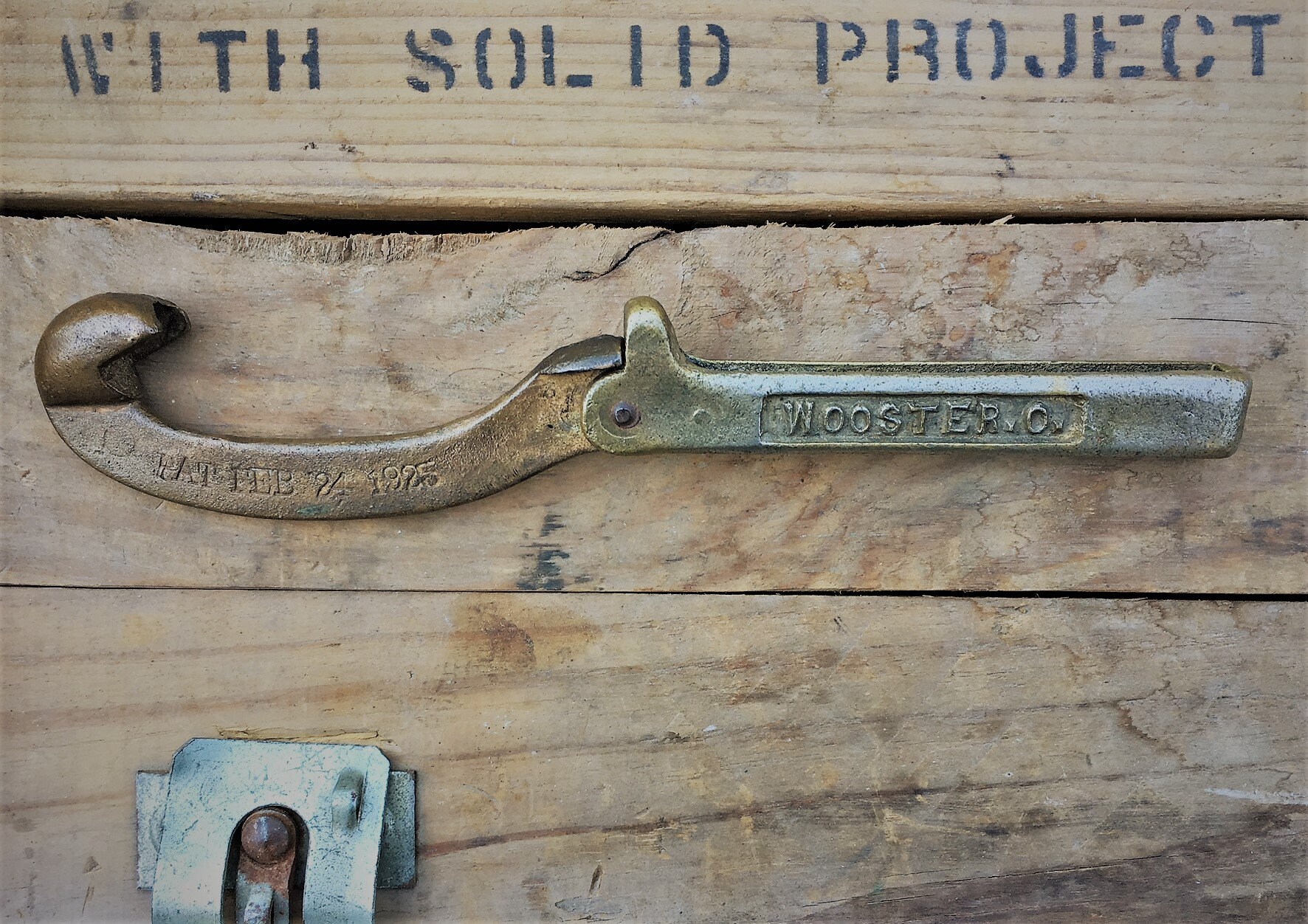 Vintage Fire Hydrant Wrench Brass Firefighter's Tool Wooster Ohio Akron Brass Mfg Co