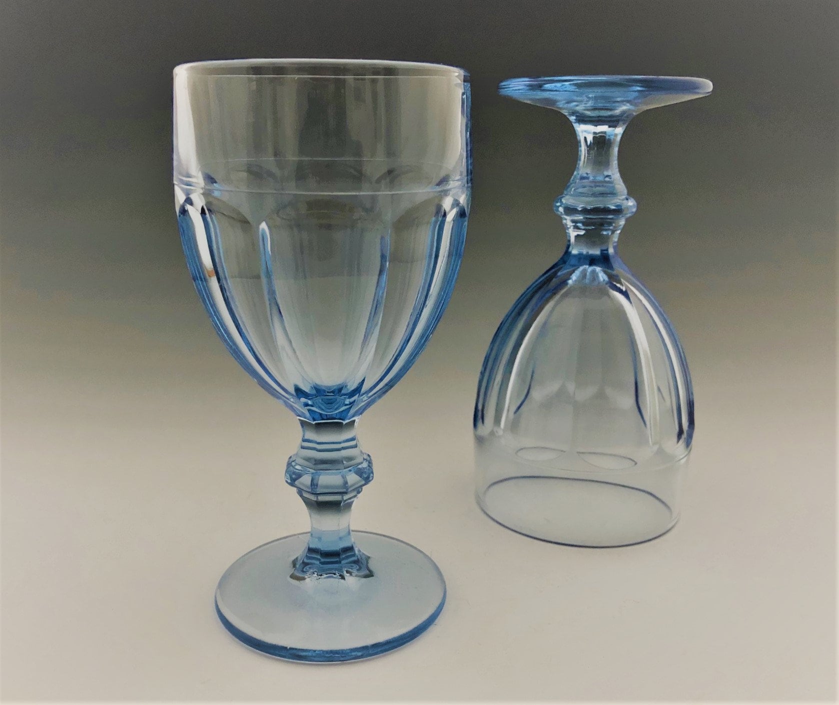 Set of 2 Libbey Gibraltar Water Goblets Misty Blue