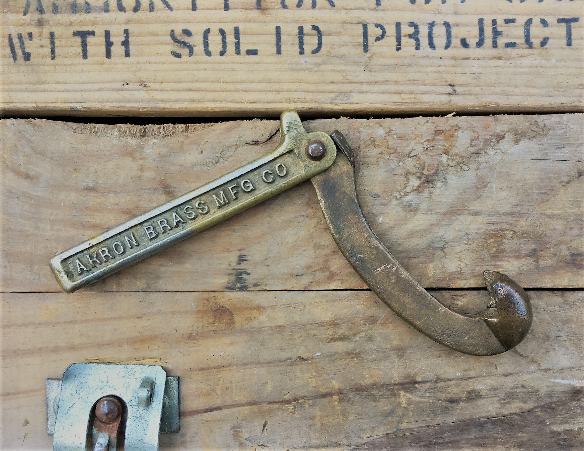 Vintage Fire Hydrant Wrench Brass Firefighter's Tool Wooster Ohio Akron Brass Mfg Co