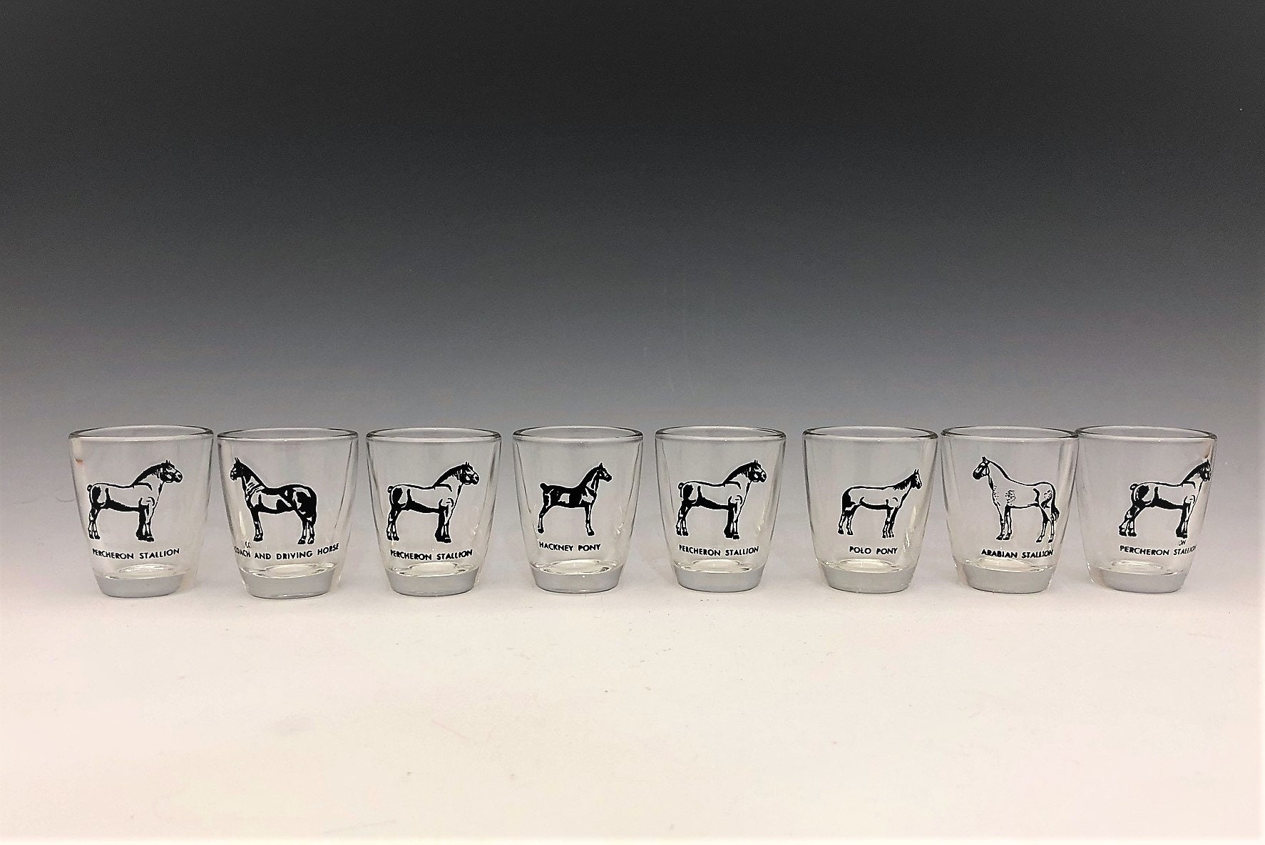 Collection of 8 Horse Shot Glasses
