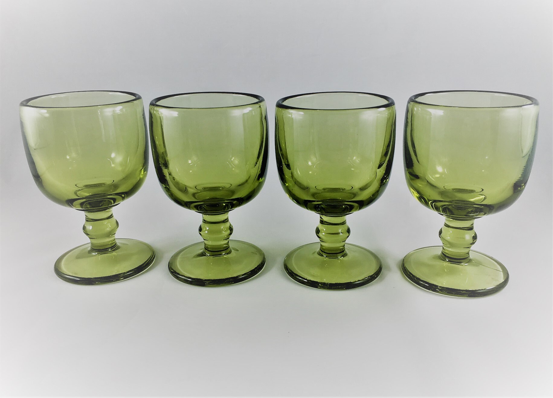 Set of 4 Vintage Wine Glasses Imperial Glass Hoffman House Green