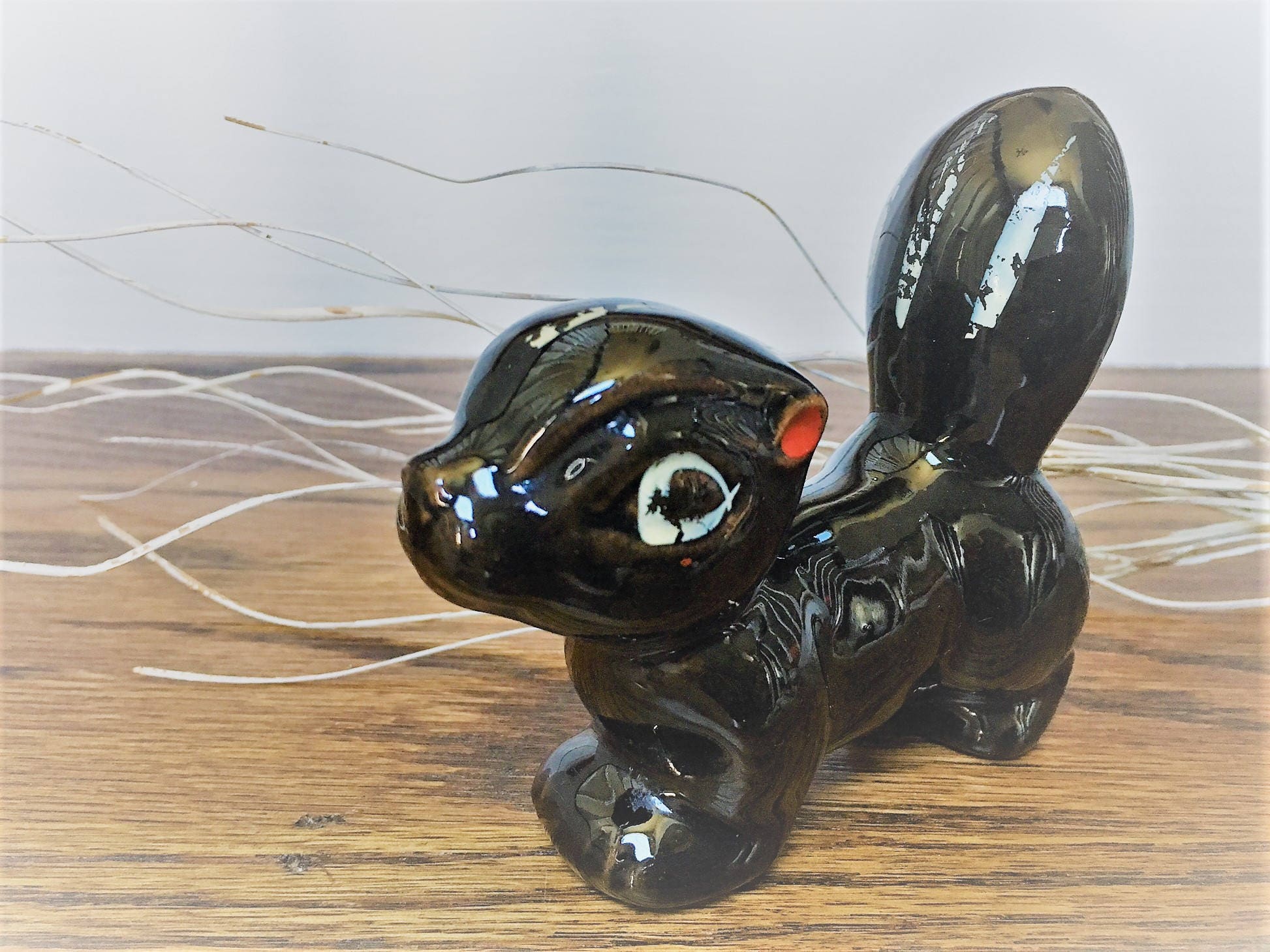 Vintage Ceramic Skunk Figurine Shabby Chic Made in Japan