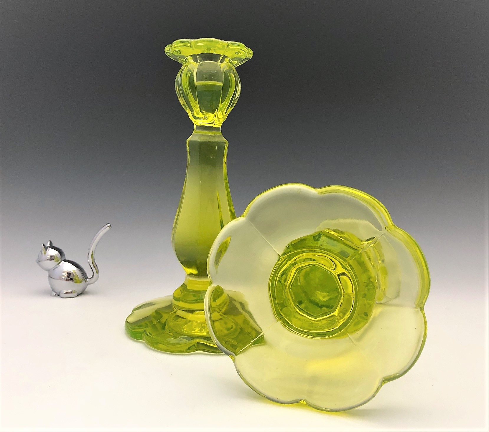 Vaseline Glass Candle Holders Mosser Glass Candlesticks Cambridge