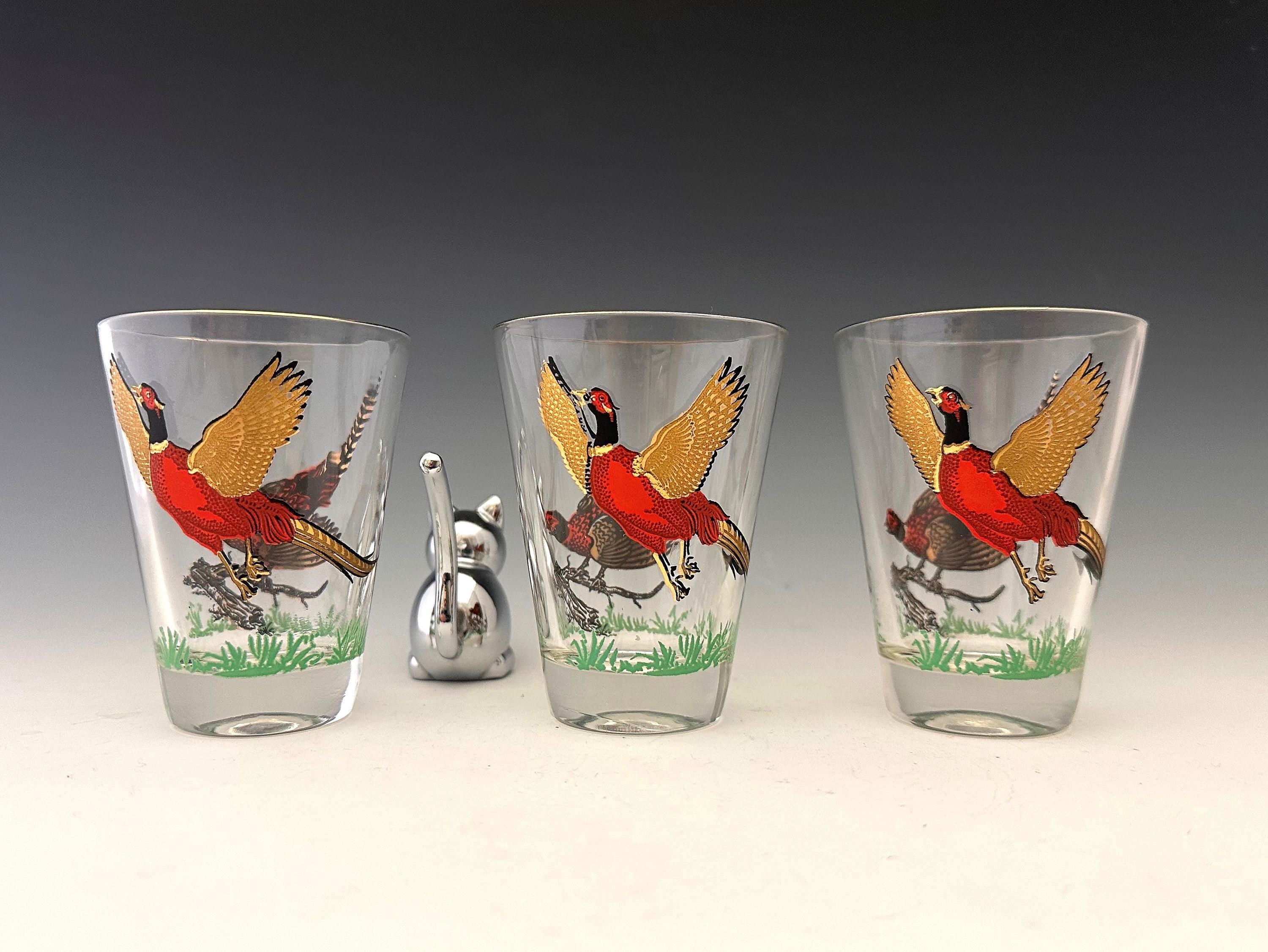 Set of 3 Hazel Atlas Pheasant Tumblers - Mid-century Glass - Etsy
