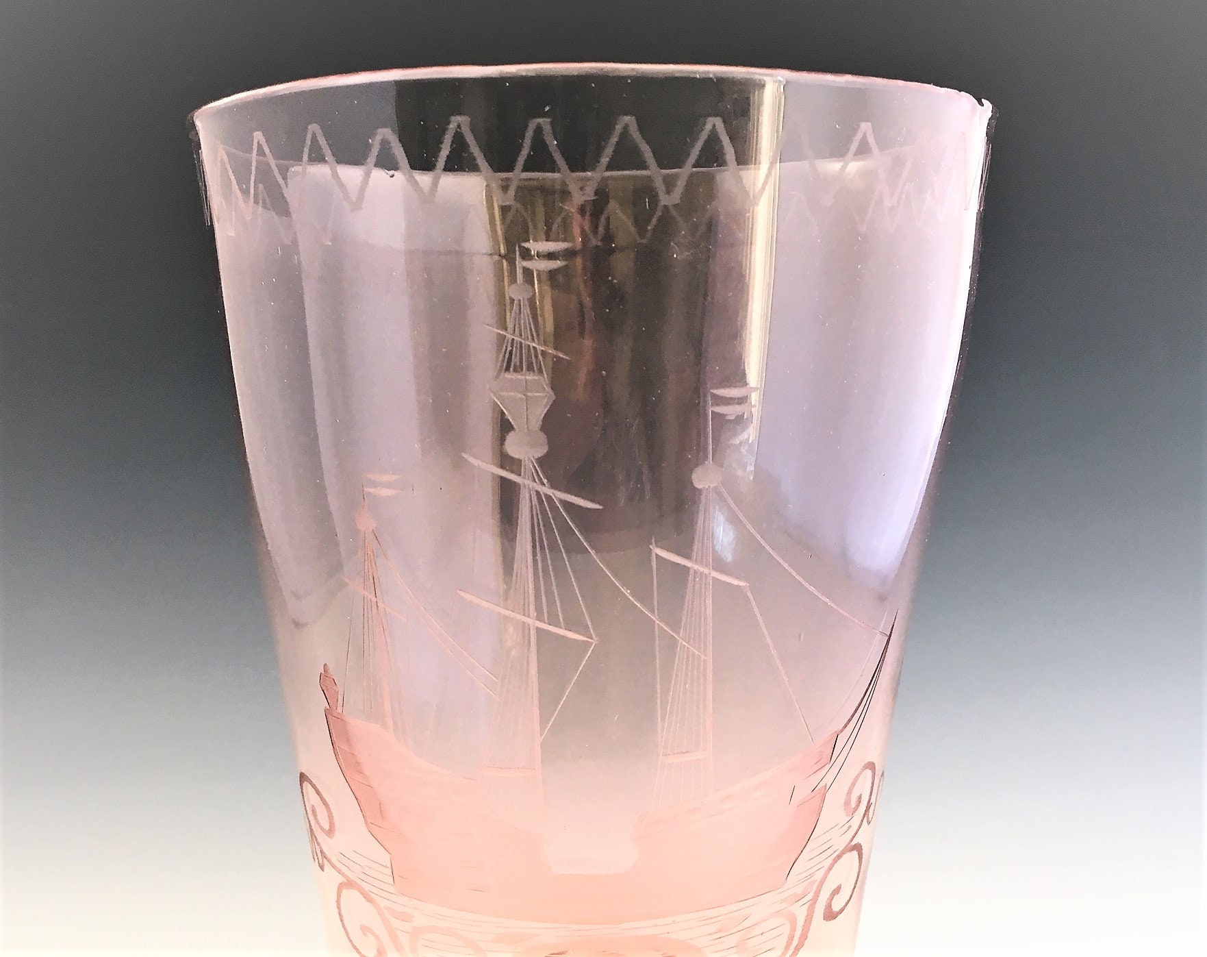 Scarce Pink Glass Flip Tumbler Antique Glass Tavern Drink Mixing
