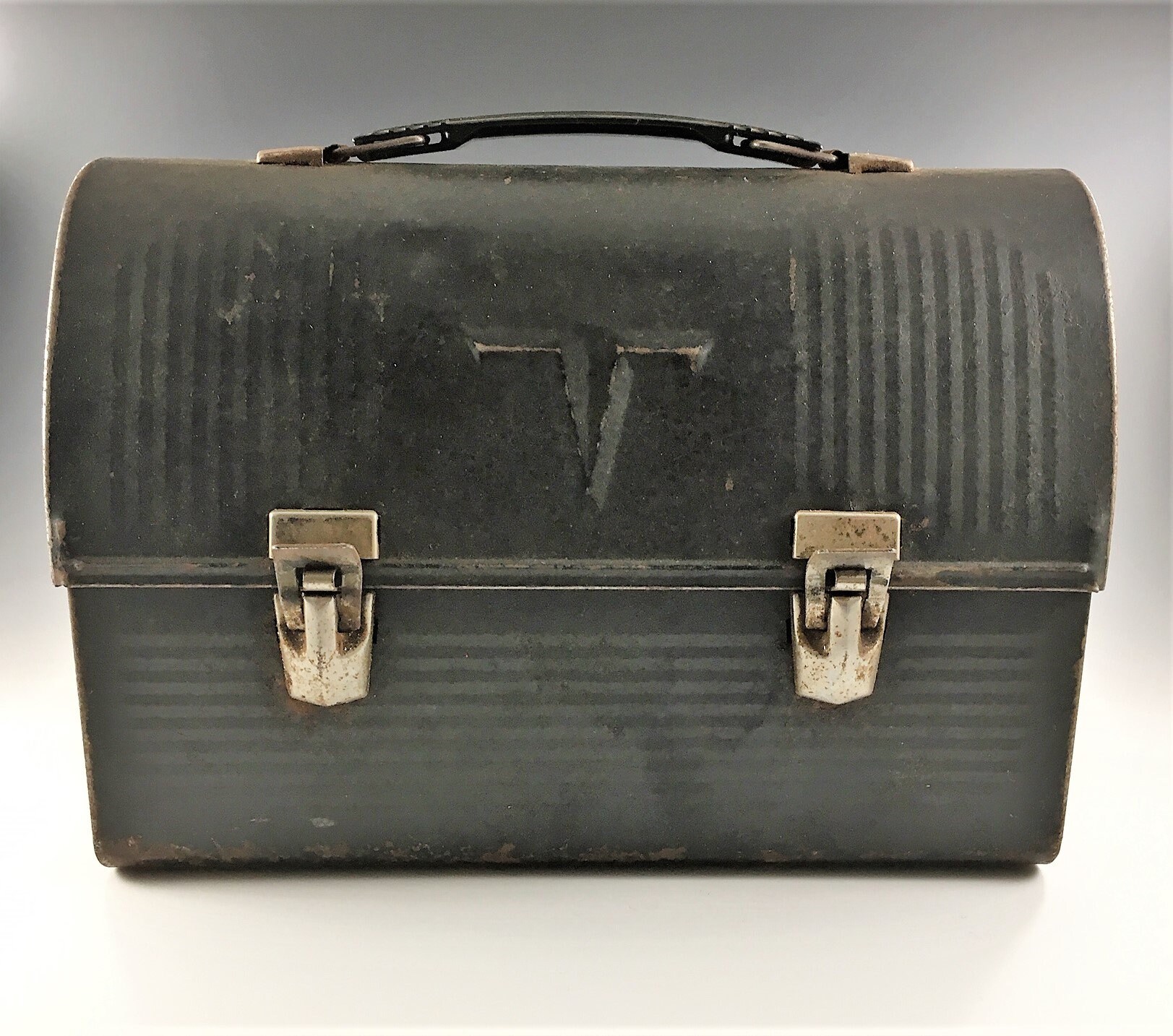 Set of Two Vintage Metal Lunchboxes Working Man Lunch Pails Black