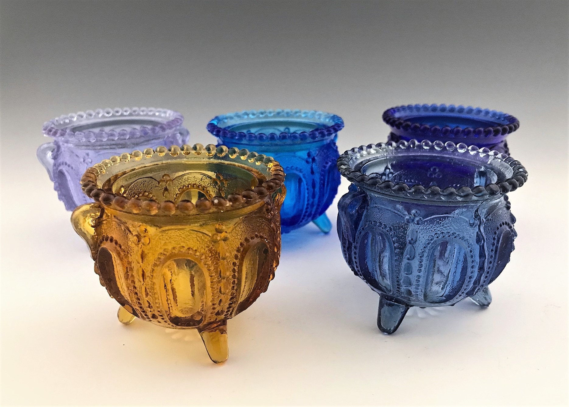 Set of 5 Degenhart Toothpick Holders Vintage Gypsy Pot or Cauldron