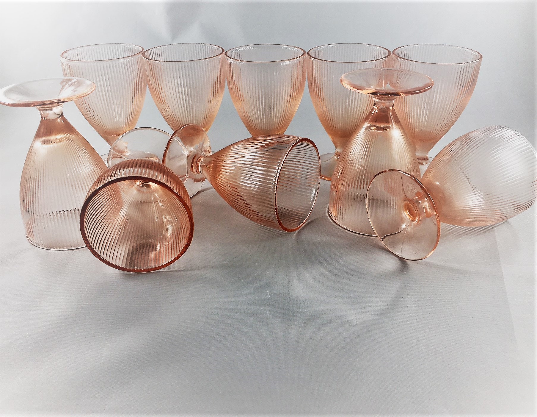 Set of 10 Depression Era Juice Glasses Glass Homespun