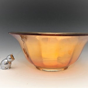 Imperial Glass Smooth Panels - Large Carnival Glass Console Bowl - No. 2609 Bowl - Iridescent Bowl - Marigold Bowl - Hard to Find
