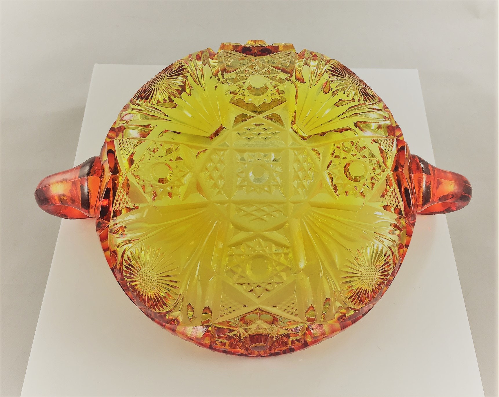 Vintage Amberina Nappy TwoHandled Bowl Sawtooth Nappy Bowl