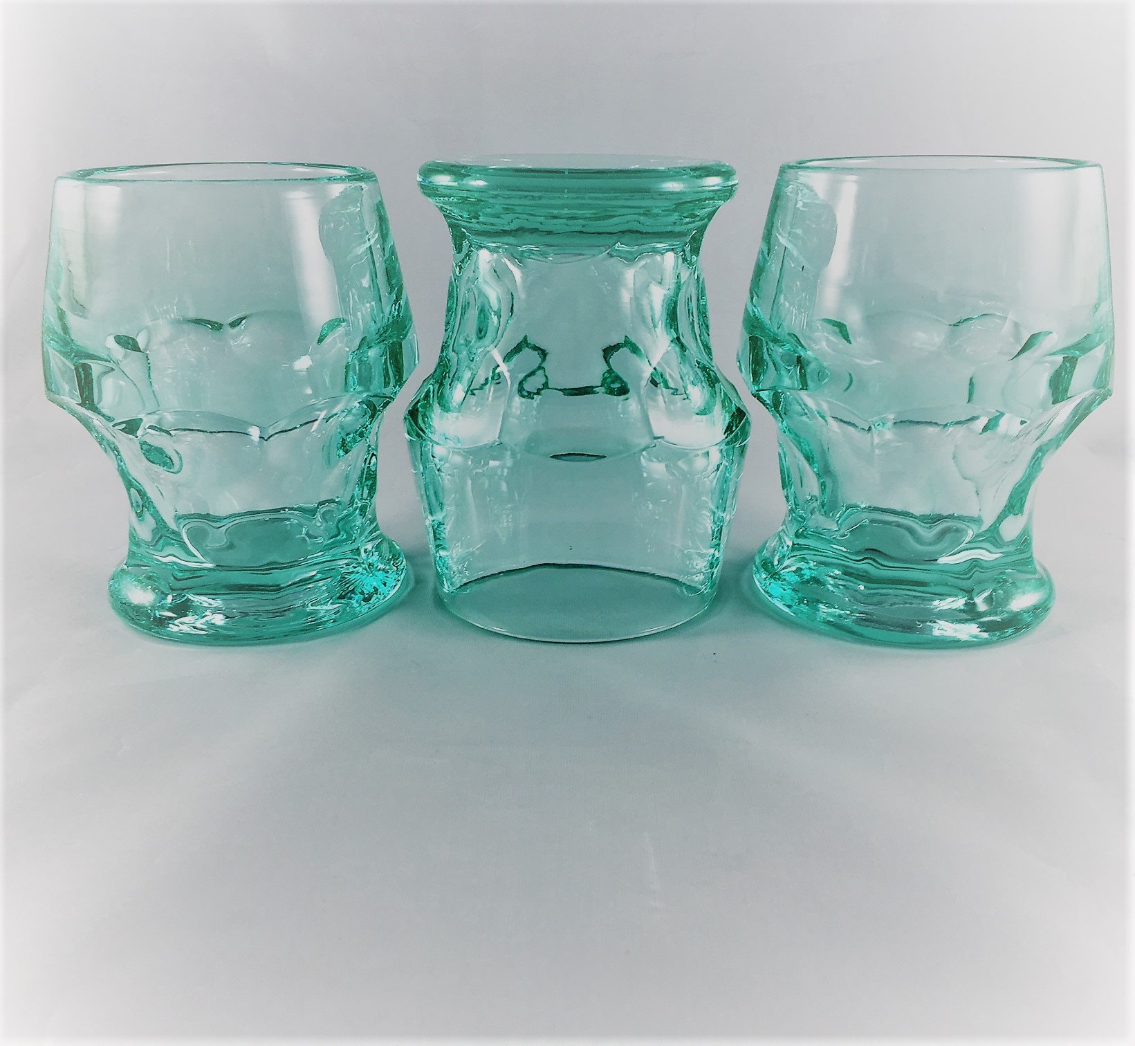 Set of 3 Stunning Vintage Aqua Colored Tumblers Viking Glass