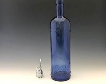 Vintage Cobalt Blue Glass Bottle - Blue Glass Decor