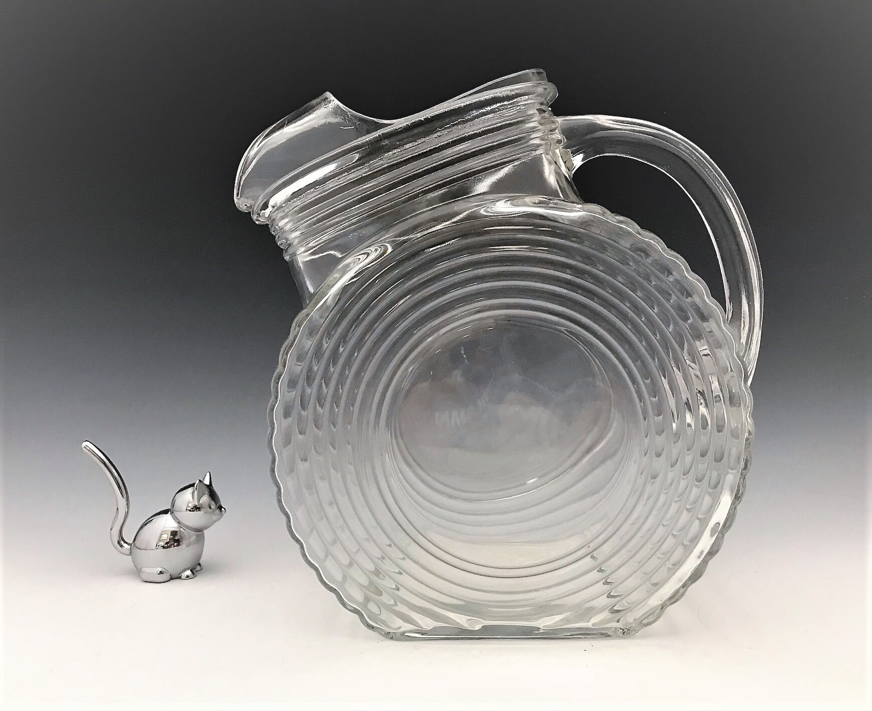 Federal Glass Tilt Target Jug Big Ben Pitcher Art Deco Style