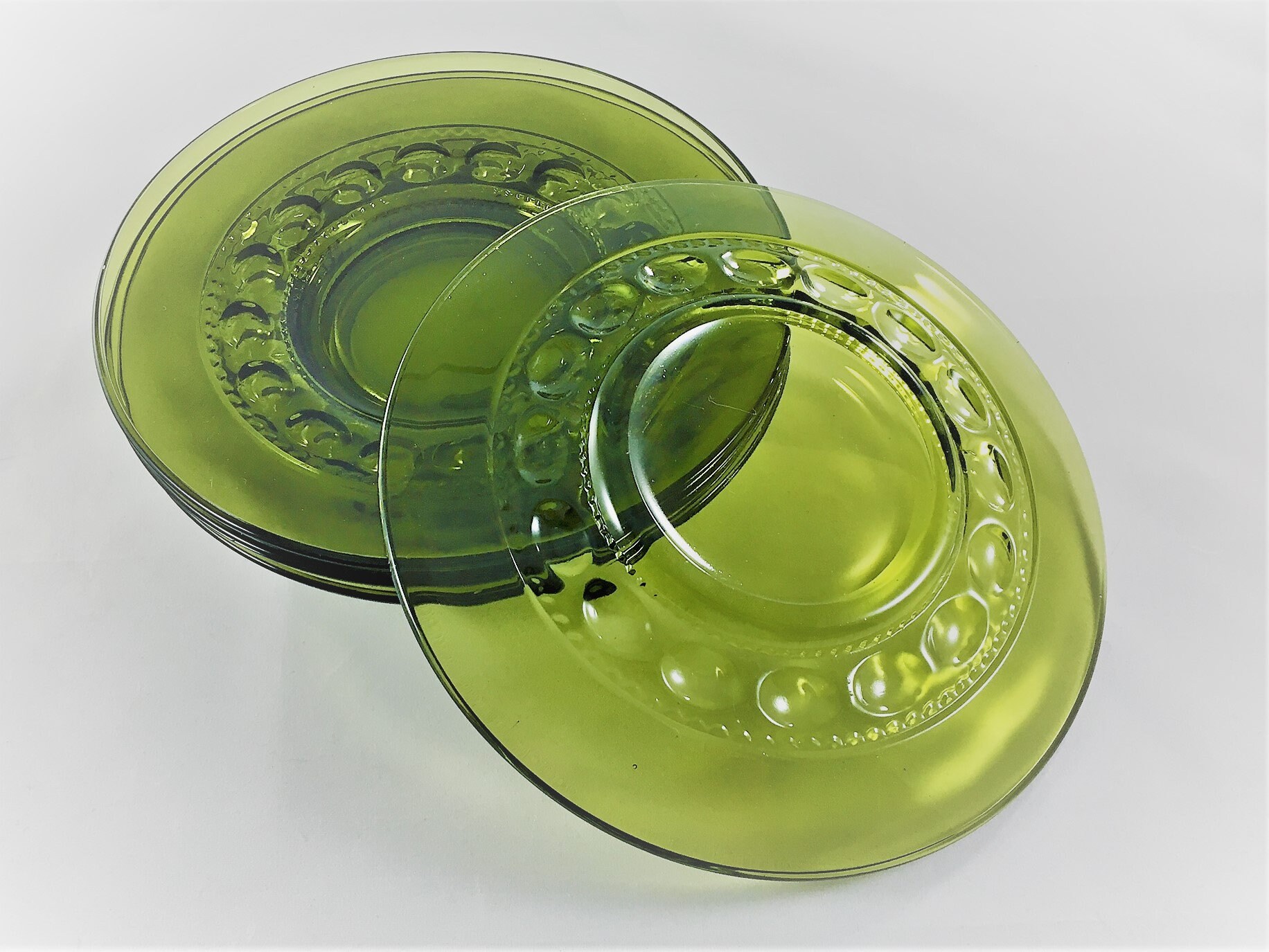 Set of 5 Vintage Green Plates Colony Crown Green Luncheon Plates