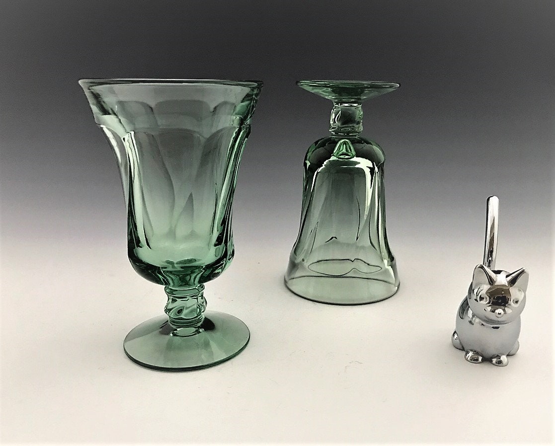 Set of 4 Vintage Fostoria Glasses Jamestown Green 4 Ounce Juice Glasses