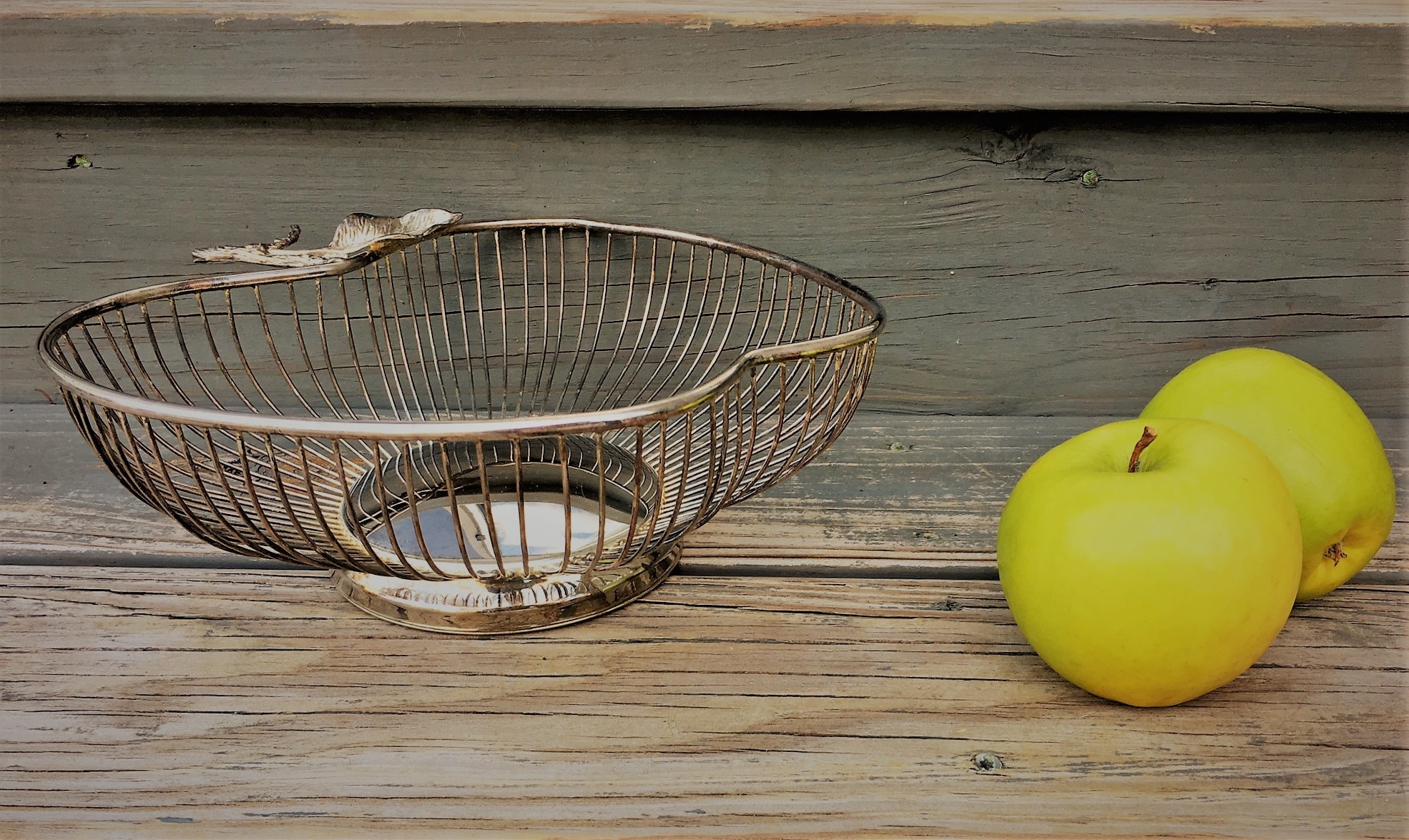 Vintage Apple Shaped Bowl Silver Plated Fruit or Bread Basket Mid