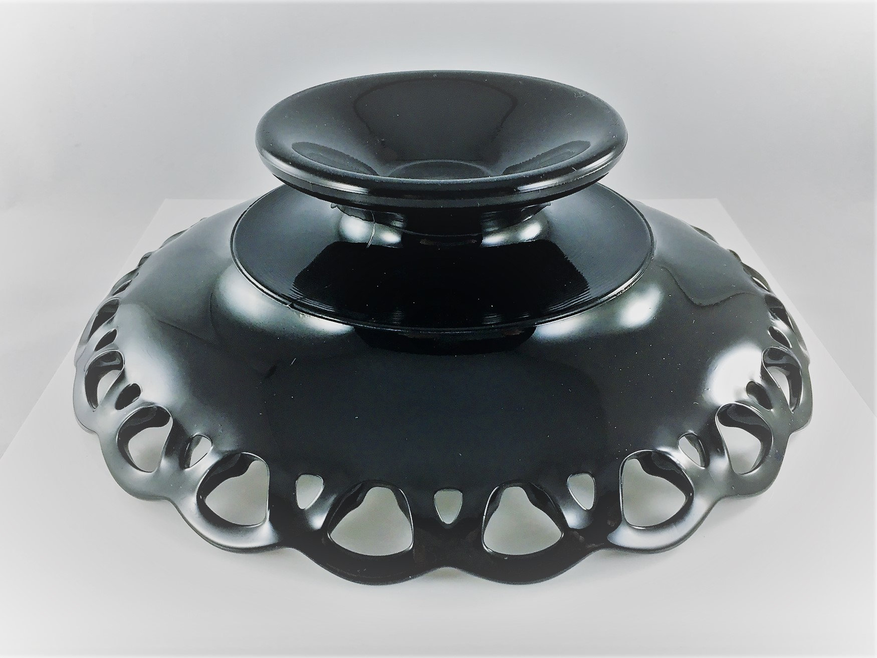 Black Amethyst Glass Footed Bowl or Compote Black Depression Glass