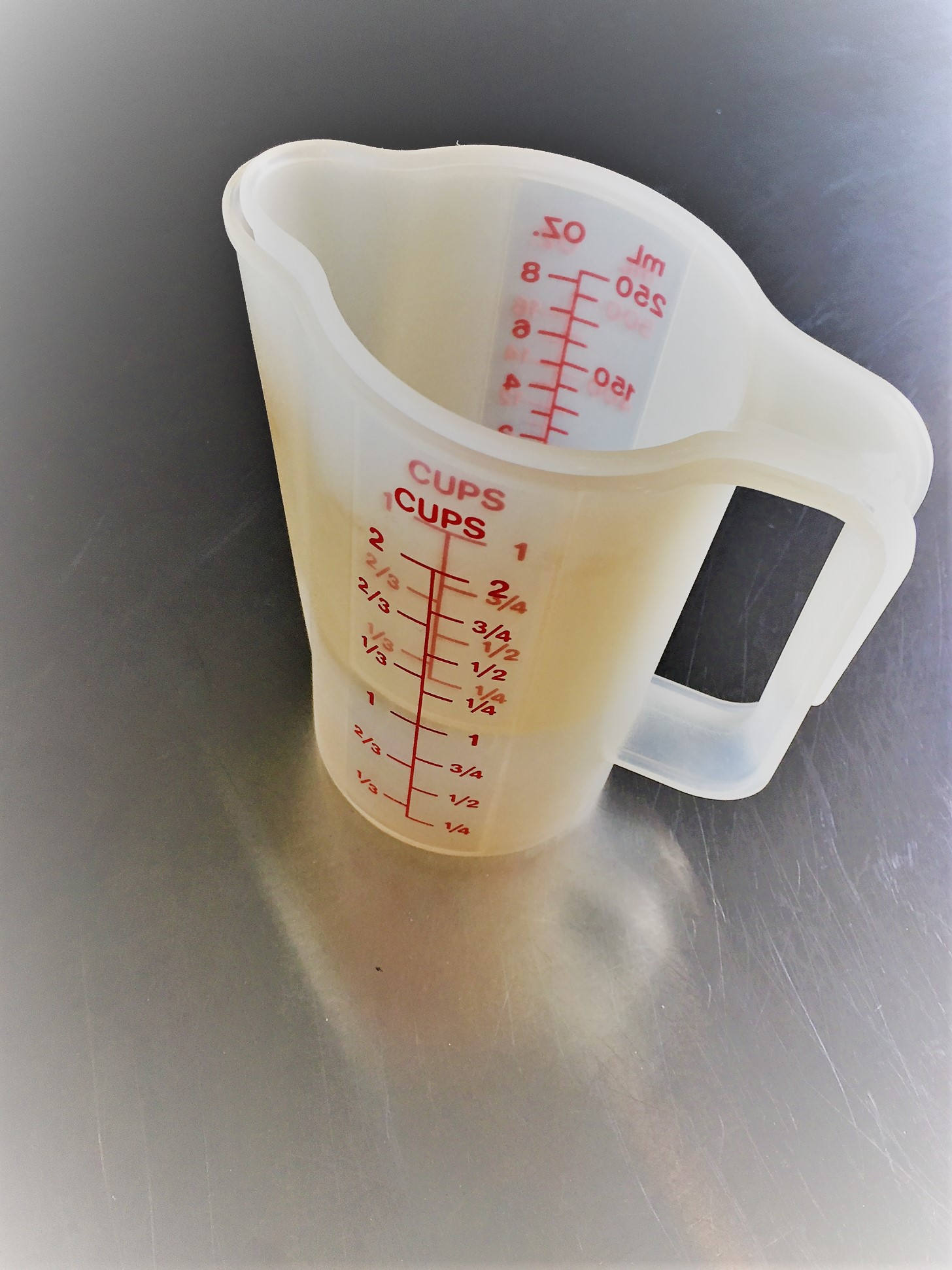 Two Vintage Tupperware Nesting/Stacking Measuring Cups 1 CUP and 2 CUP Sizes Red Markings