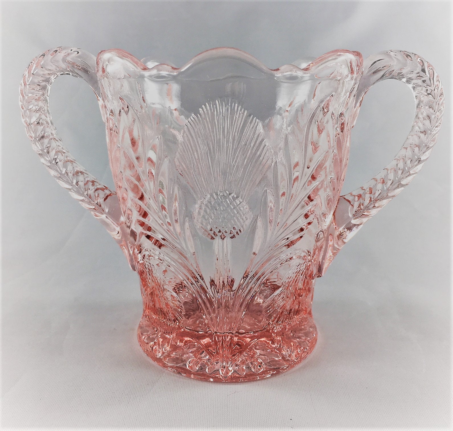Vintage Pink Glass Breakfast Set Mosser Glass Inverted Thistle