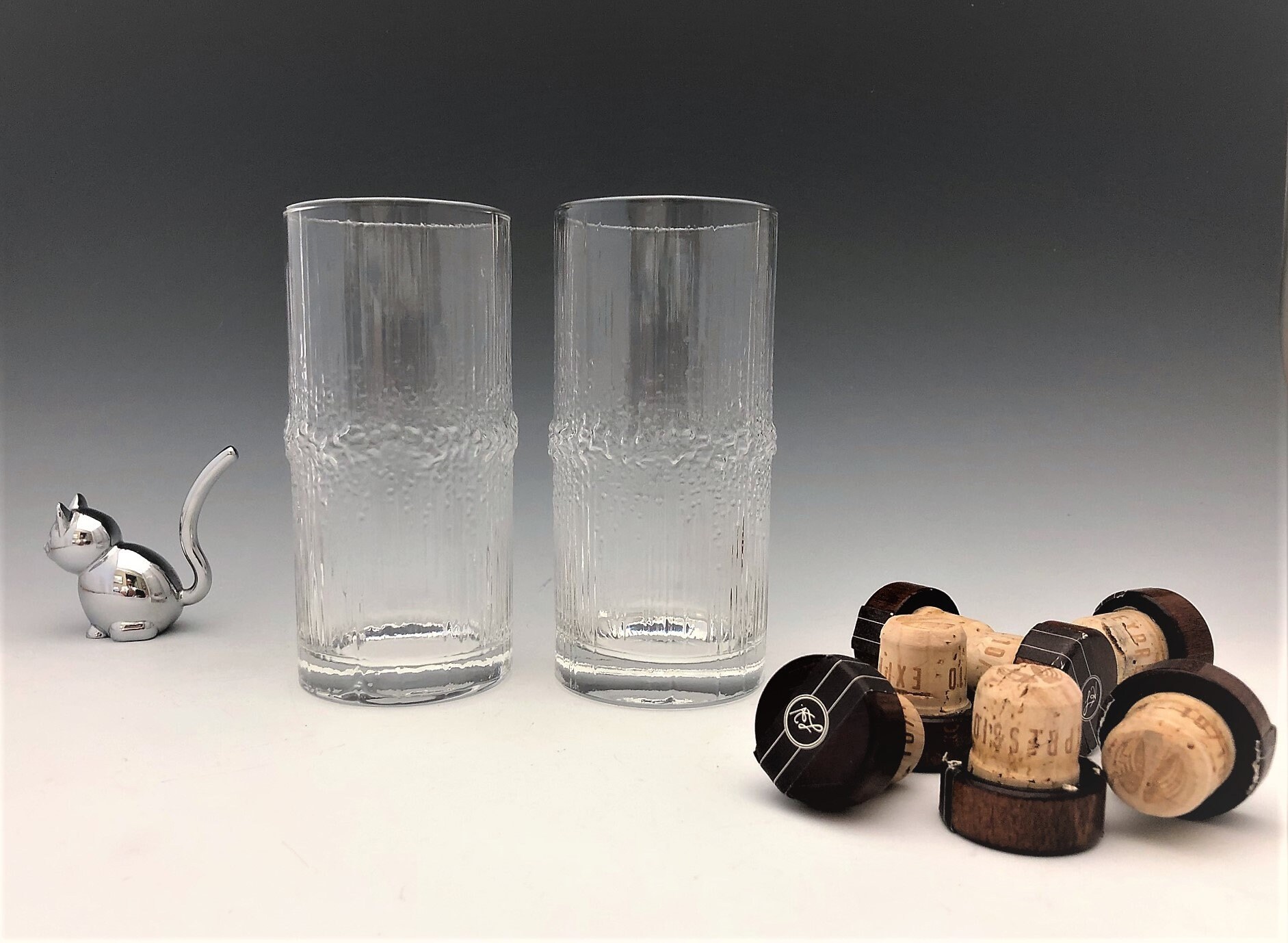 Iittala Niva Highball Glasses Set of Two Vintage Scandinavian Glass