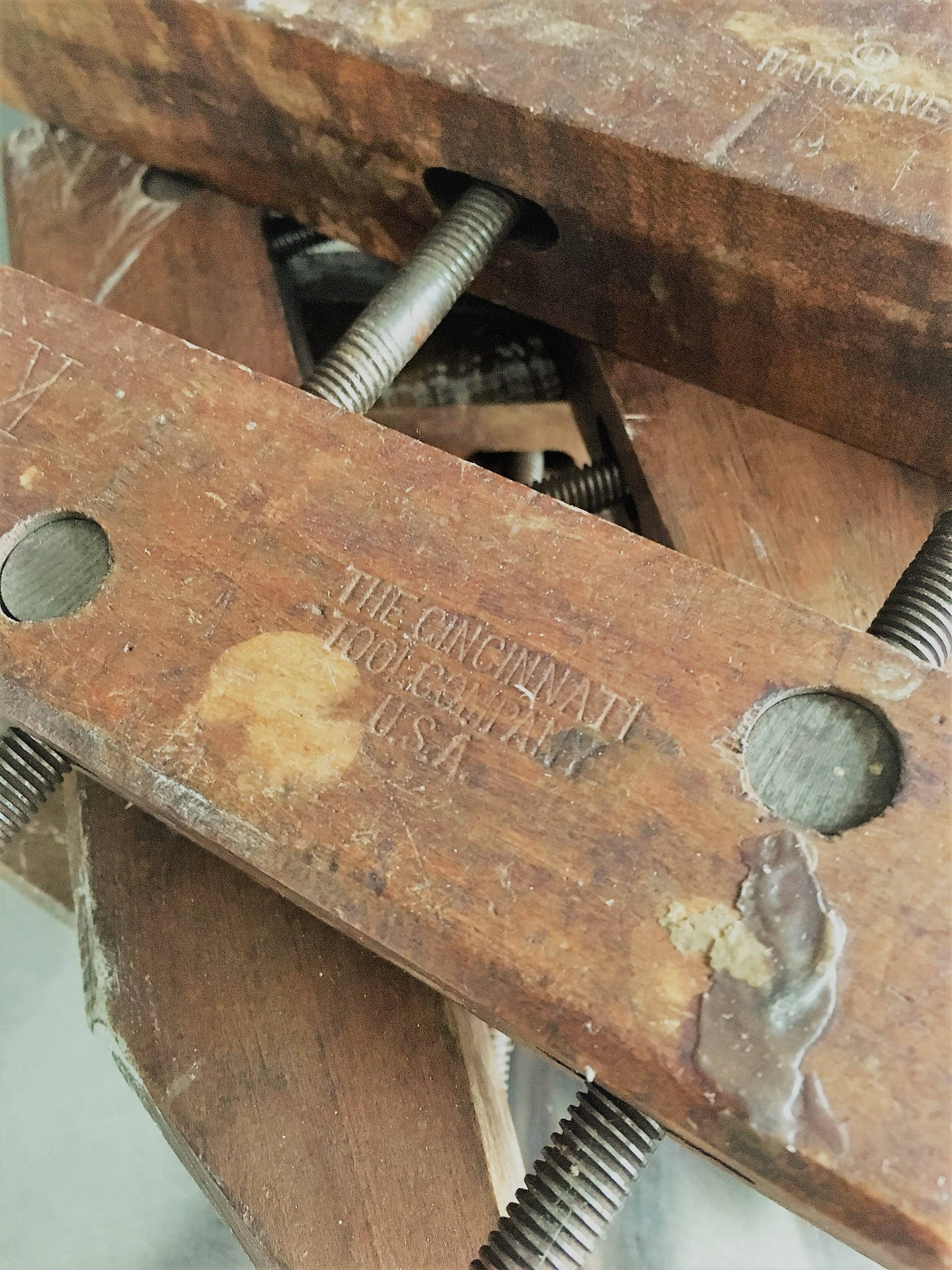 Three Vintage Adjustable Parallel Wood Clamps - Cincinnati 