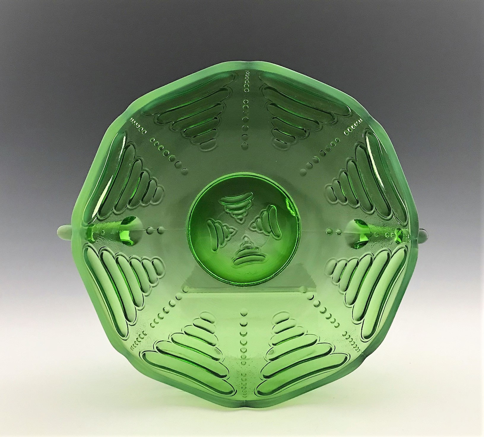 EAPG Two Handled Bowl Jefferson Glass Abalone Pattern Opalescent