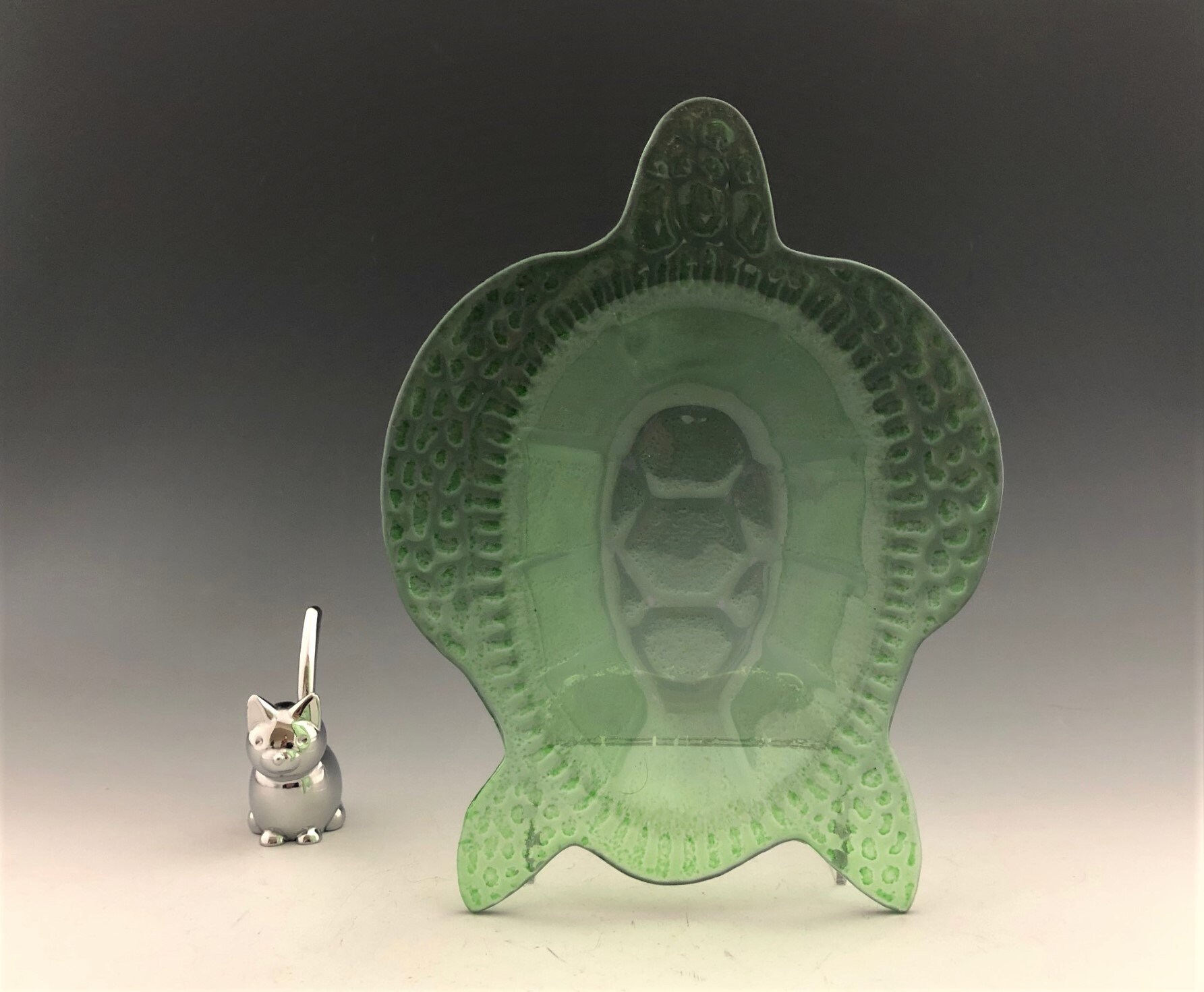 Green Glass Turtle Bowl Sea Turtle Trinket Bowl