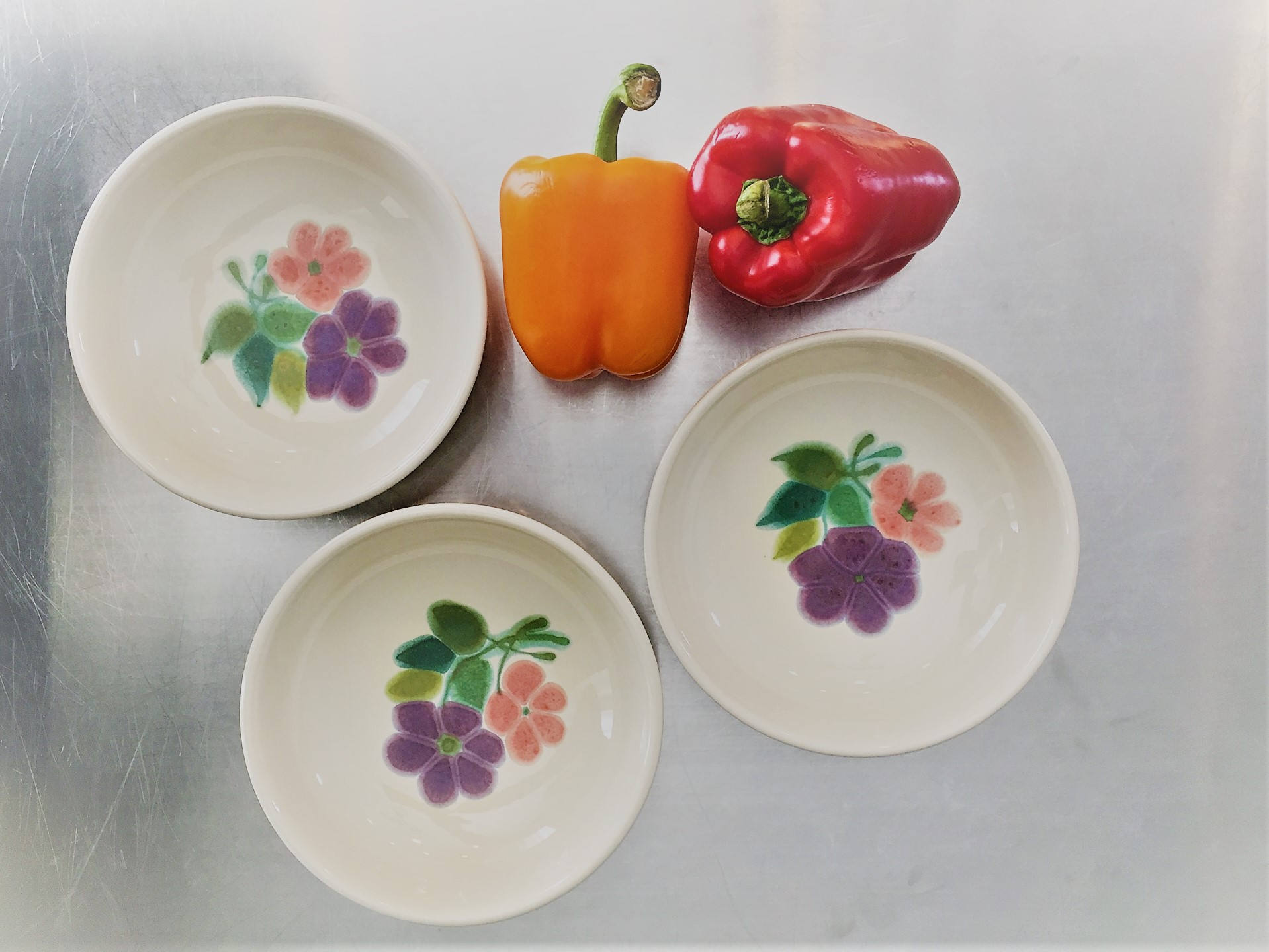Set of Three Vintage Bowls Franciscan Earthenware Floral Pattern