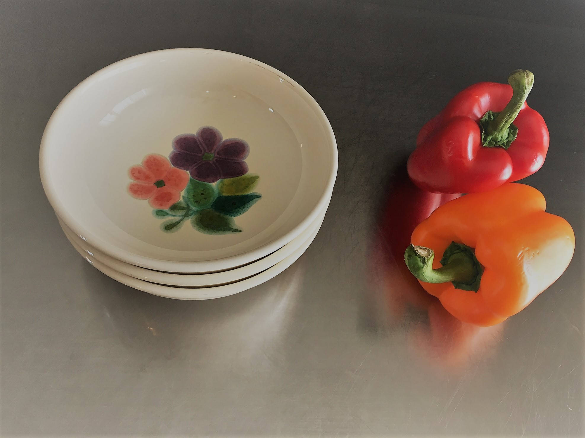 Set of Three Vintage Bowls Franciscan Earthenware Floral Pattern