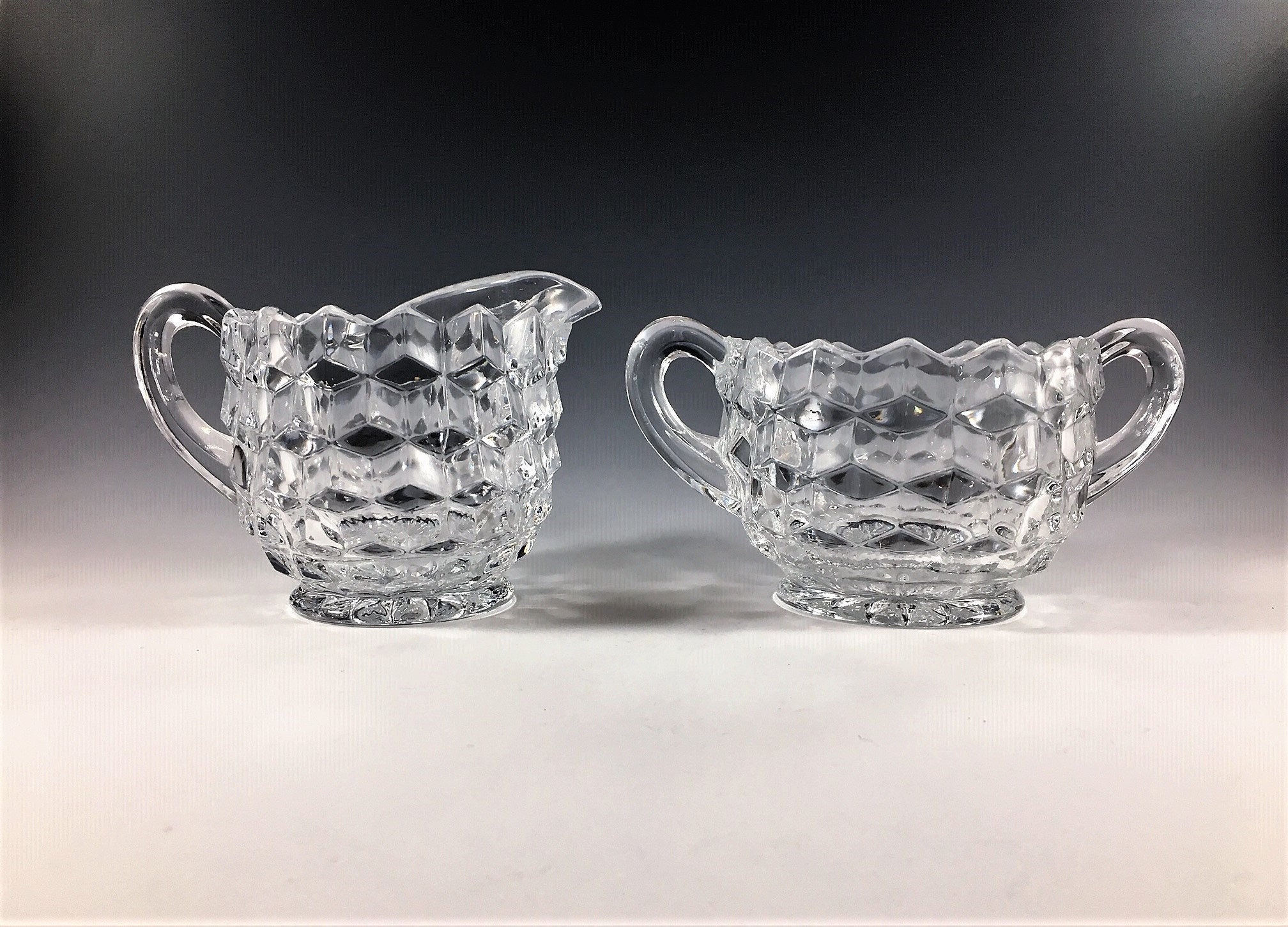 Fostoria American (2056) Breakfast Set Creamer and Sugar Bowl