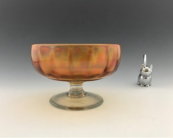 Lancaster Glass Carnival Bowl - #692 Optic Ray Pattern - Candy Bowl - Iridescent Bowl - Footed Candy Dish