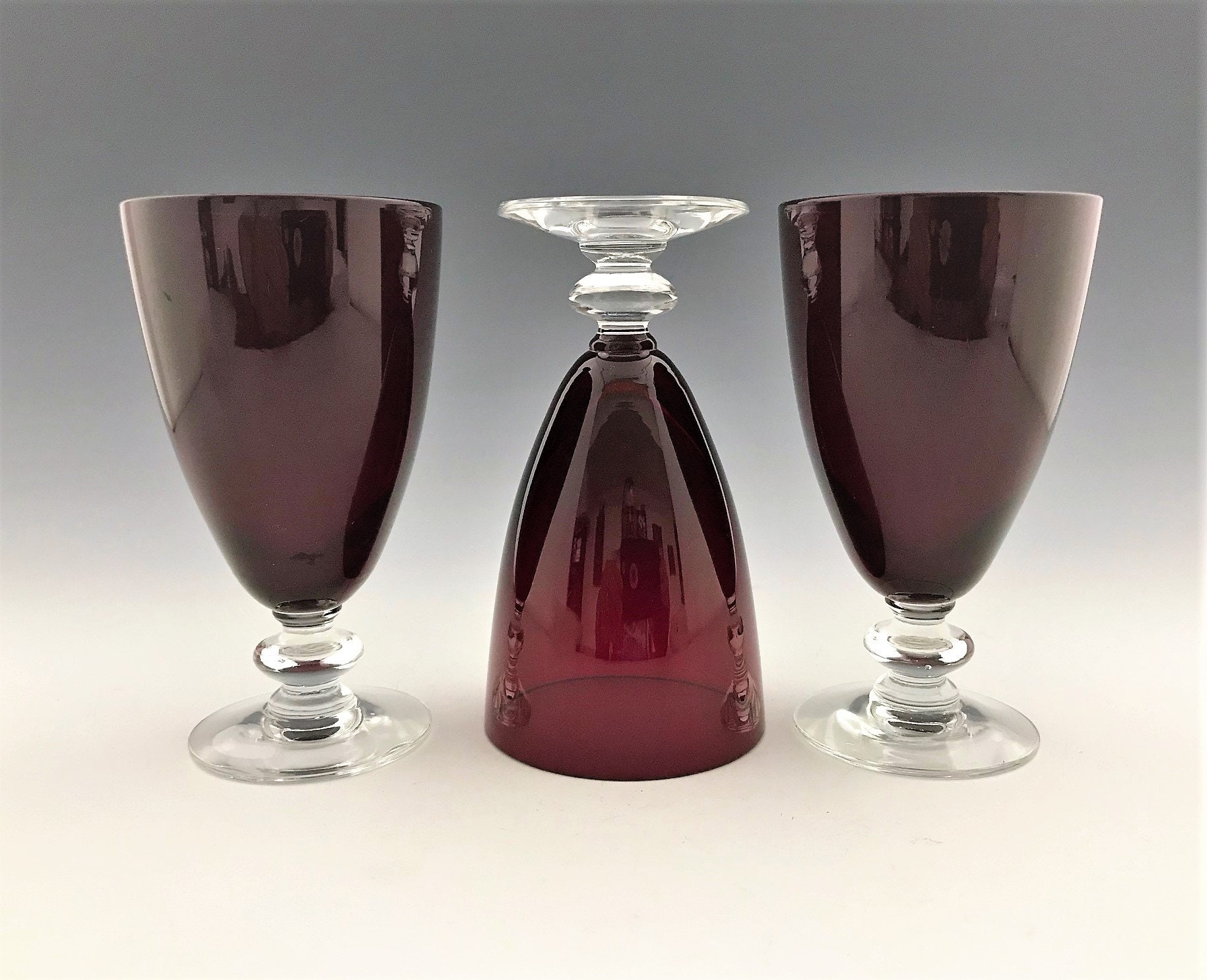 Set of Six Radiant Ruby Juice Glasses Vintage Stemware