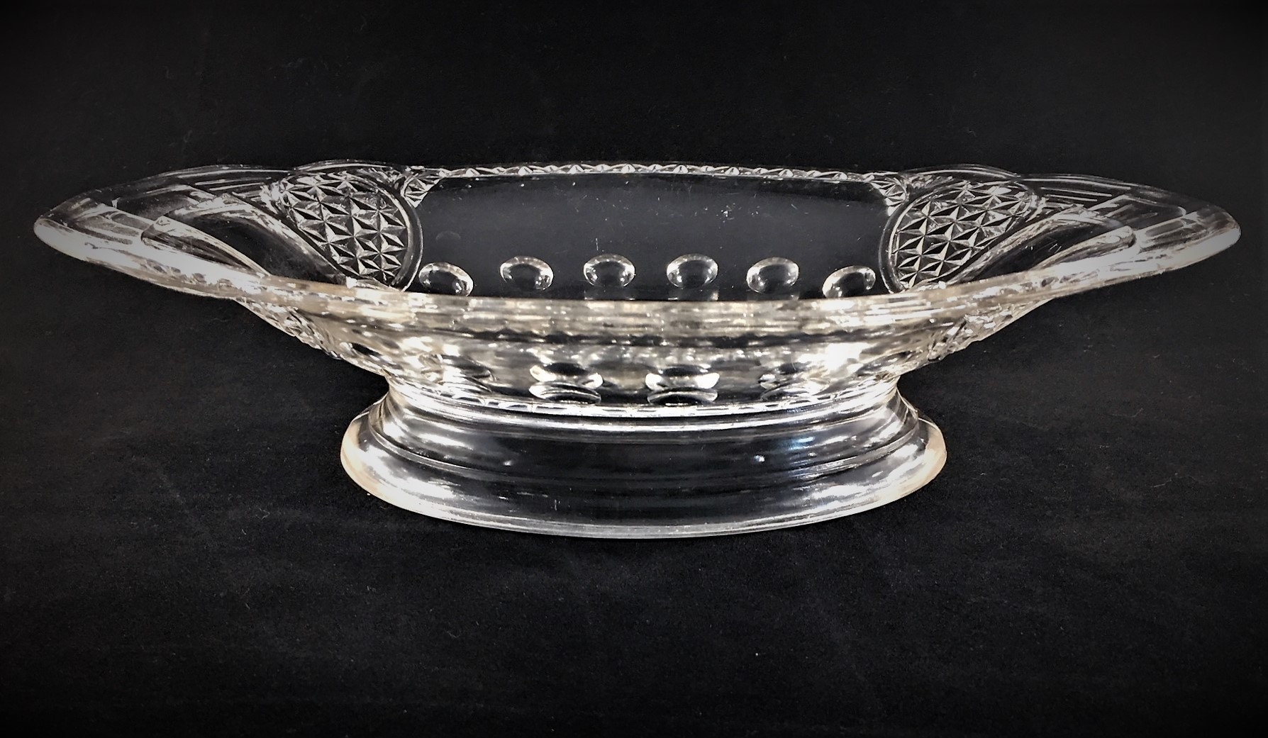 EAPG Bowl or Low Compote Finecut Shield and Inverted Thumbprint