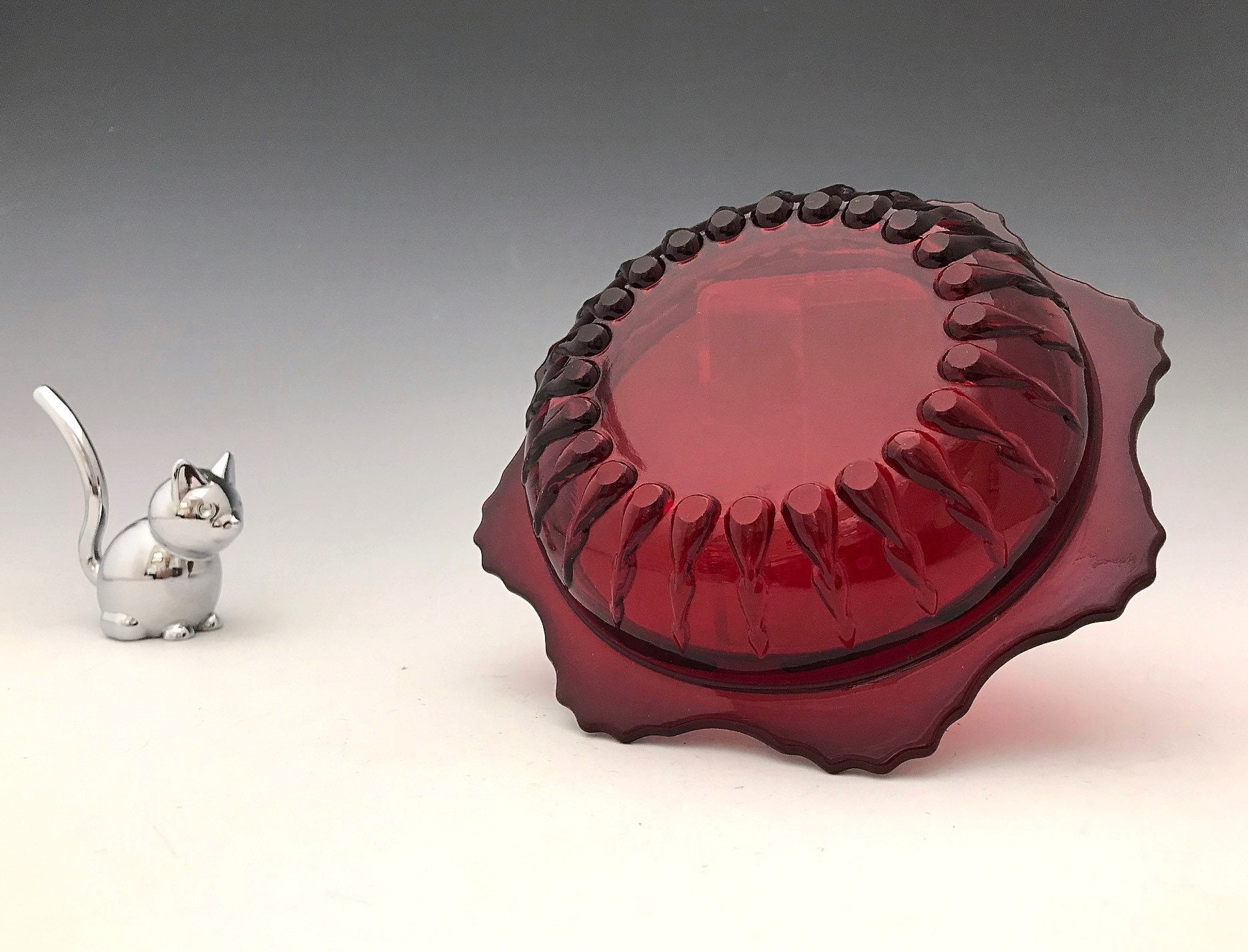 New Martinsville Radiance/Moondrops Butter Dish - Red Depression Era