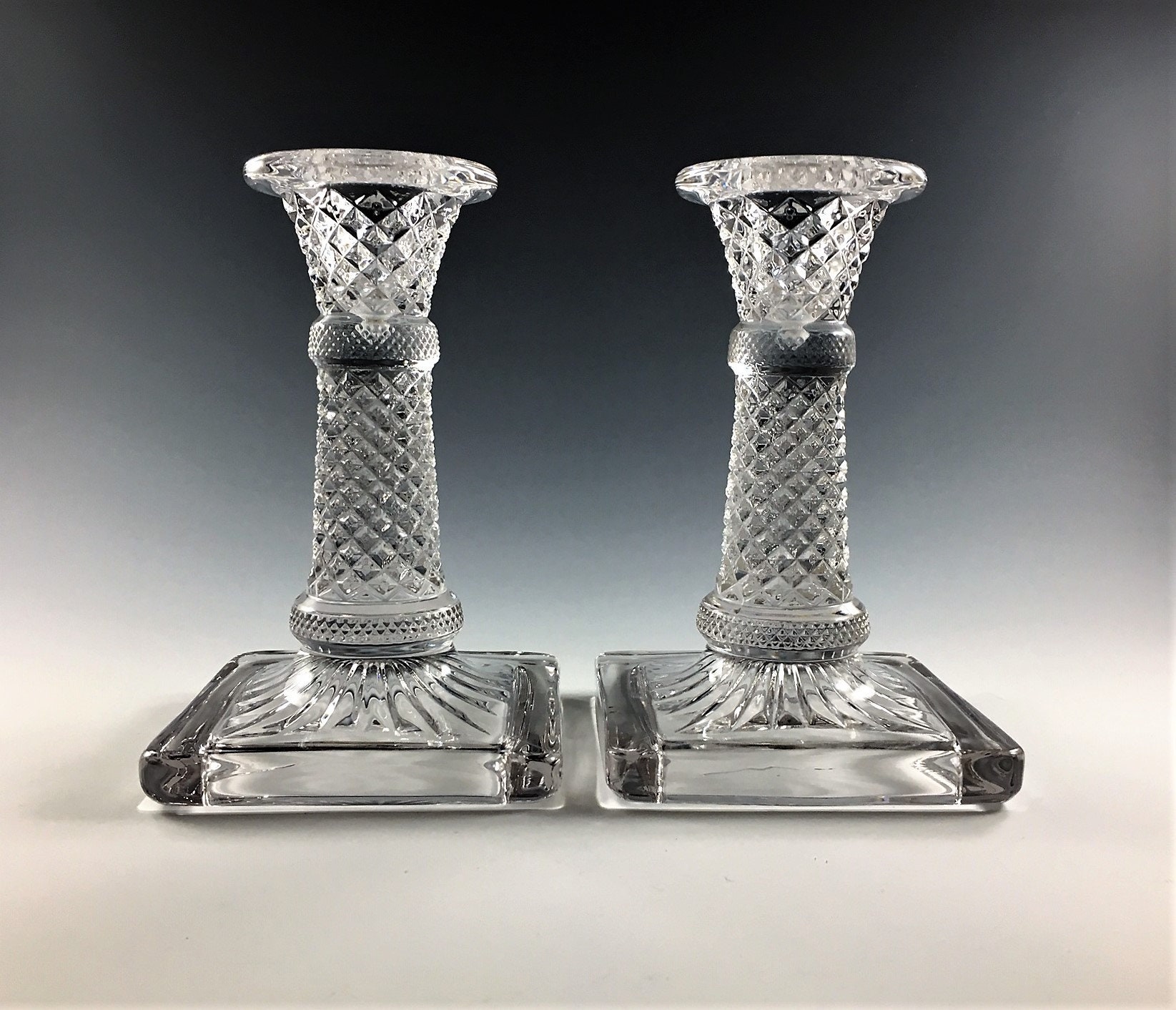 Set of 2 Vintage Westmoreland Glass Candlestick Holders English
