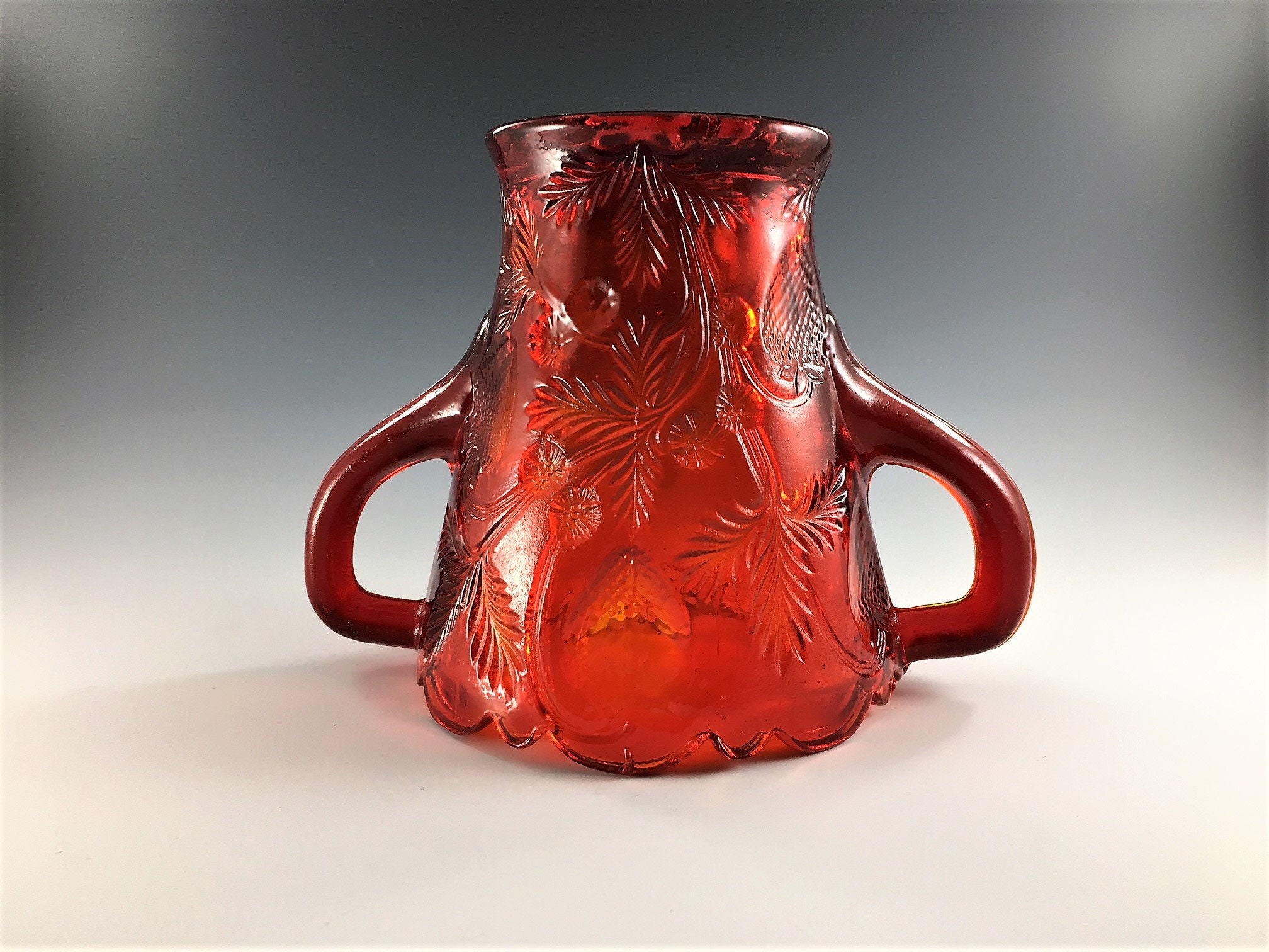 Mosser Inverted Strawberry Sugar Bowl Red Glass Handled Sugar Bowl