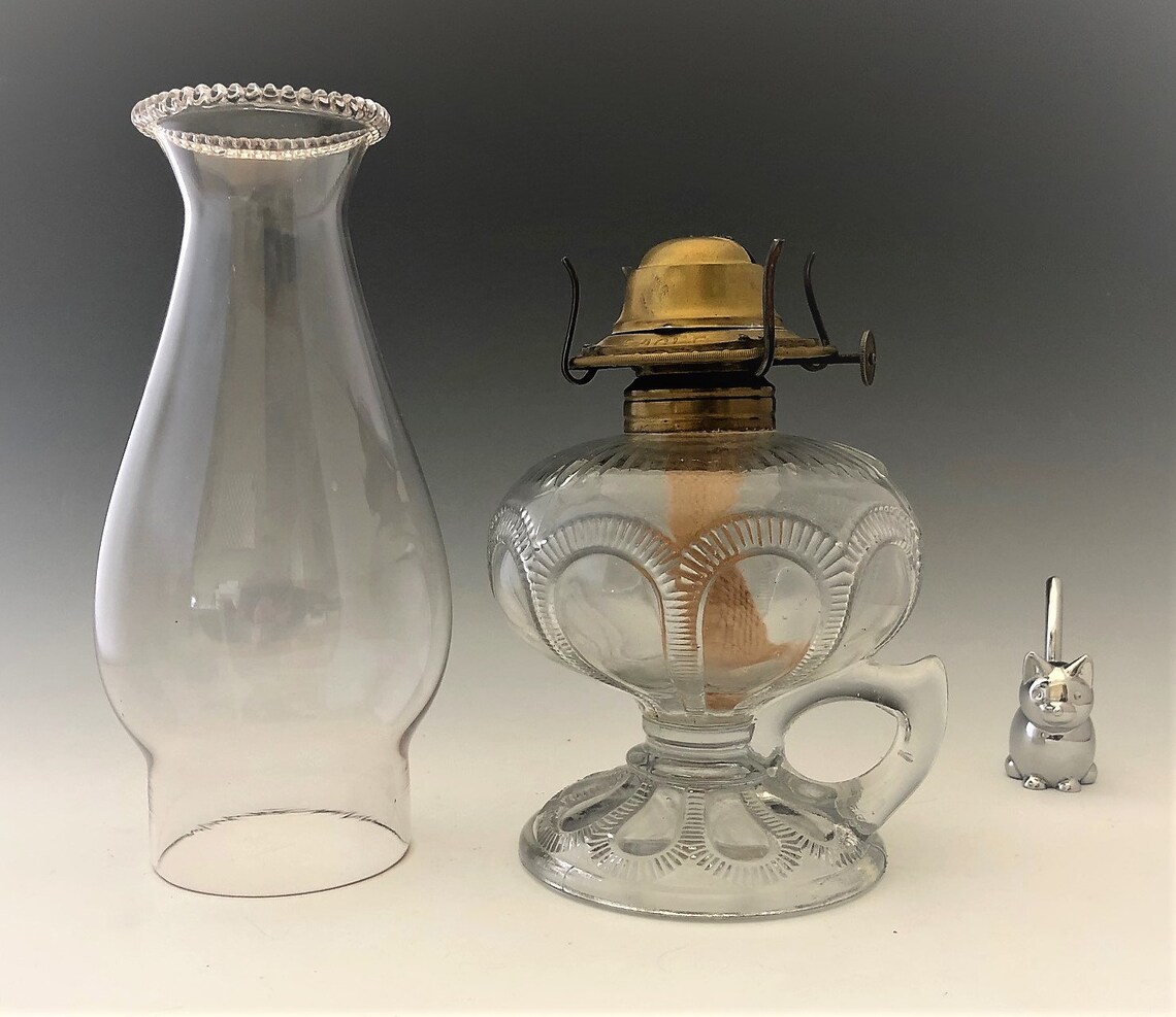 Imperial Glass Zipper Loop Oil Lamp Burner and Chimney Etsy