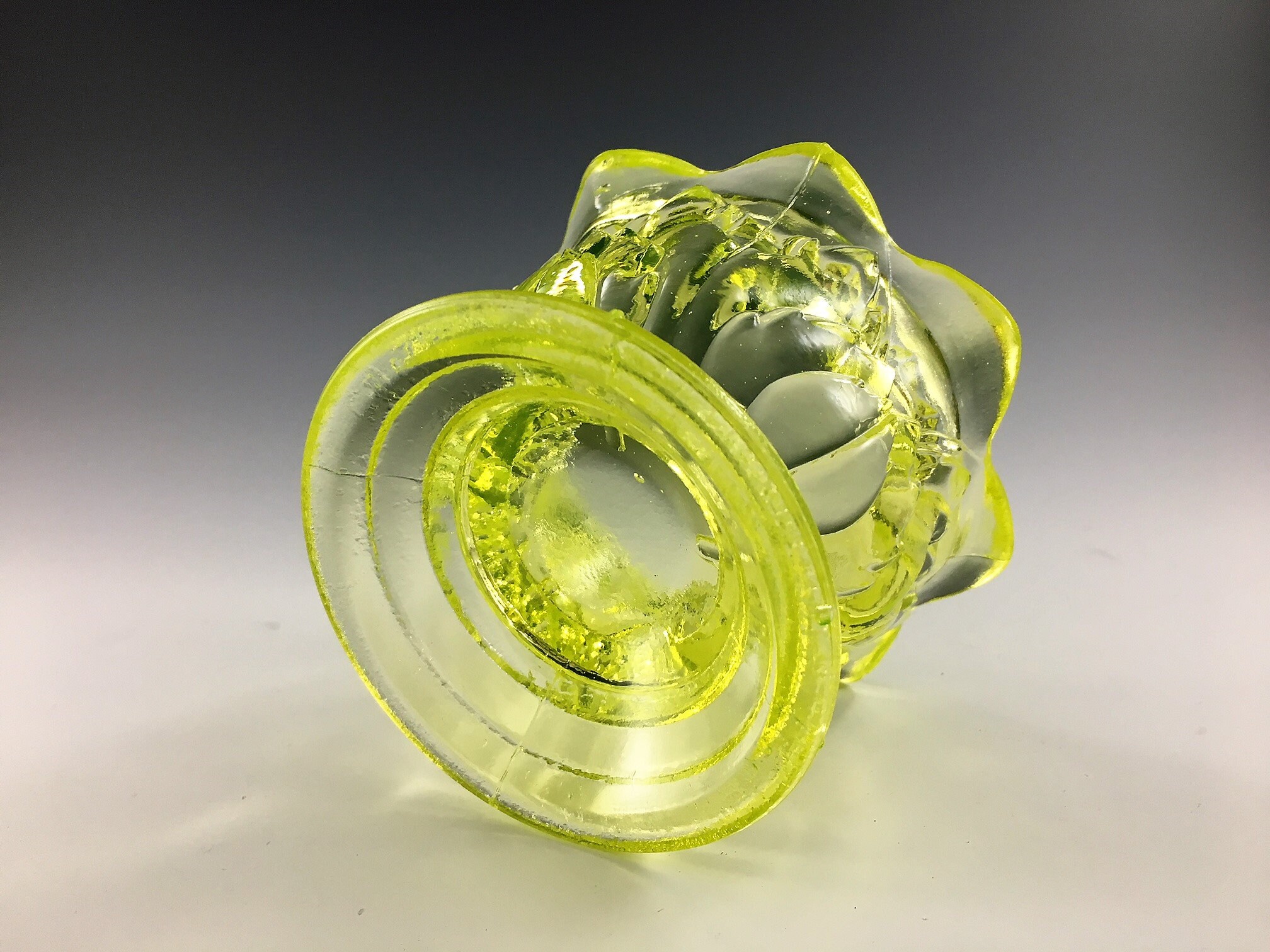 Vintage Vaseline Glass Fairy Light Lamp Base Brooke Glass 800