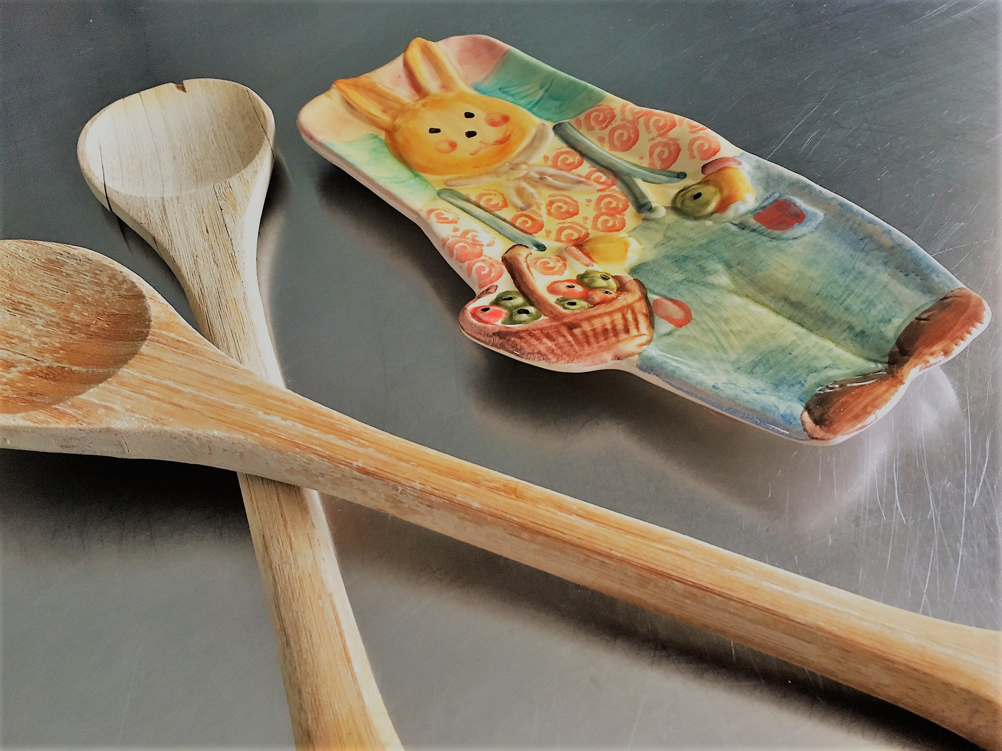 Ceramic Rabbit Plate Easter Bunny Dish Springtime Spoon Rest Made