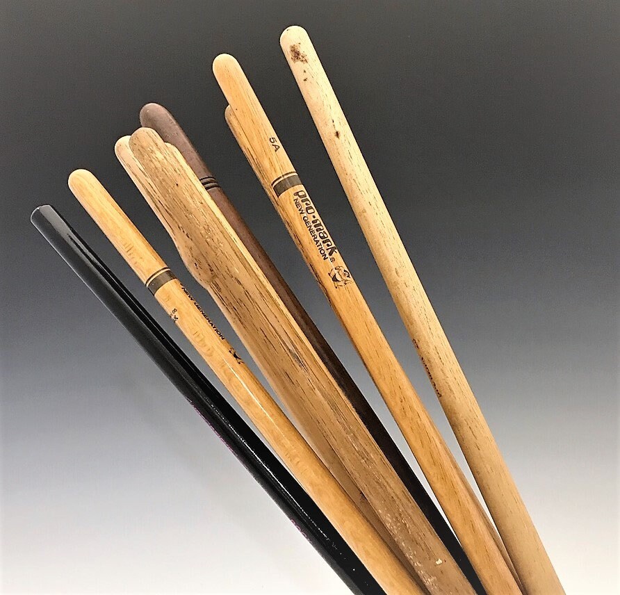 Collection of 9 Vintage Wooden Drumsticks Pro Mark Trueline