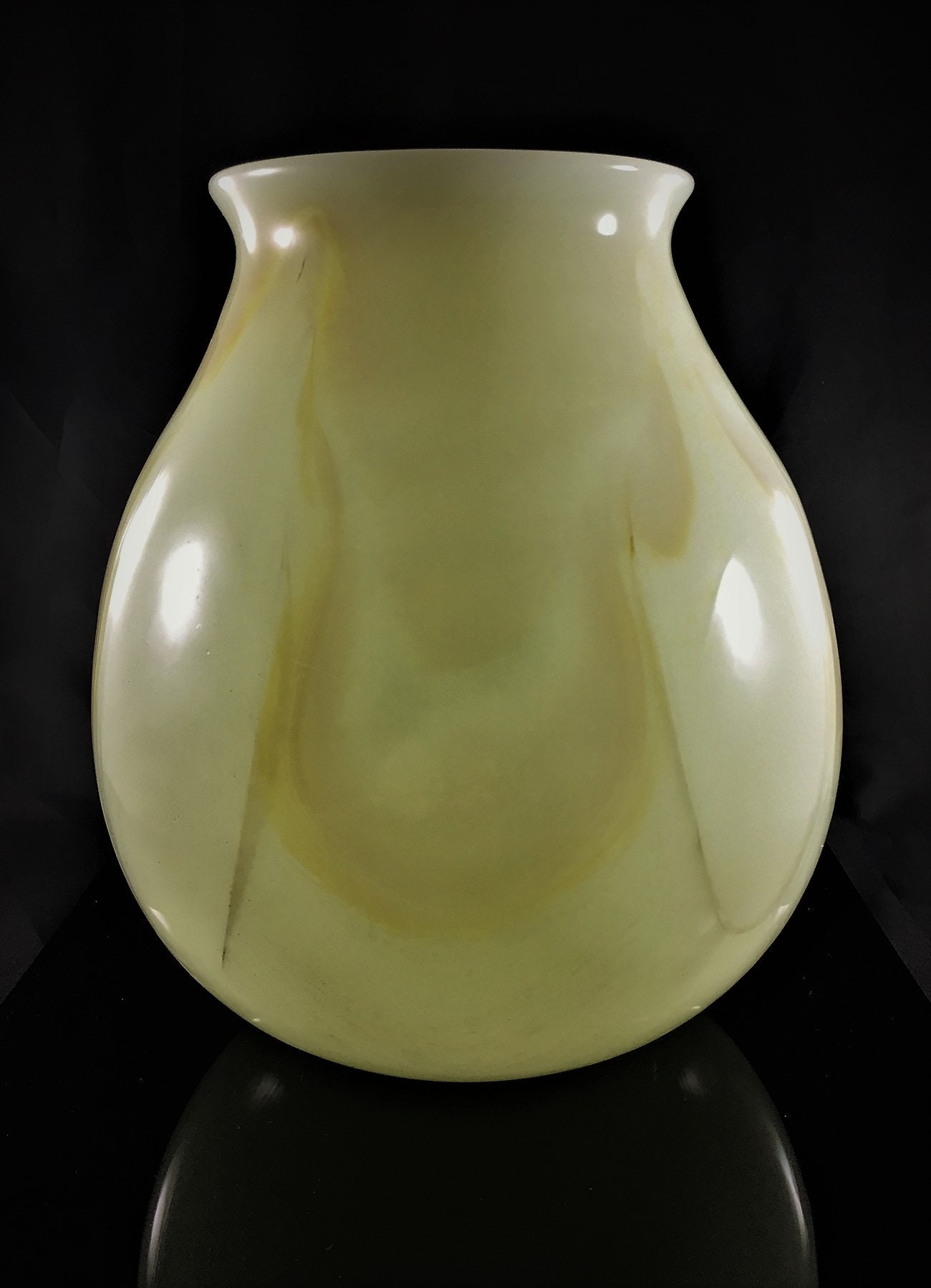 Vintage Opaline Vase Alabaster or Marble Colored Glass Vase Glowing