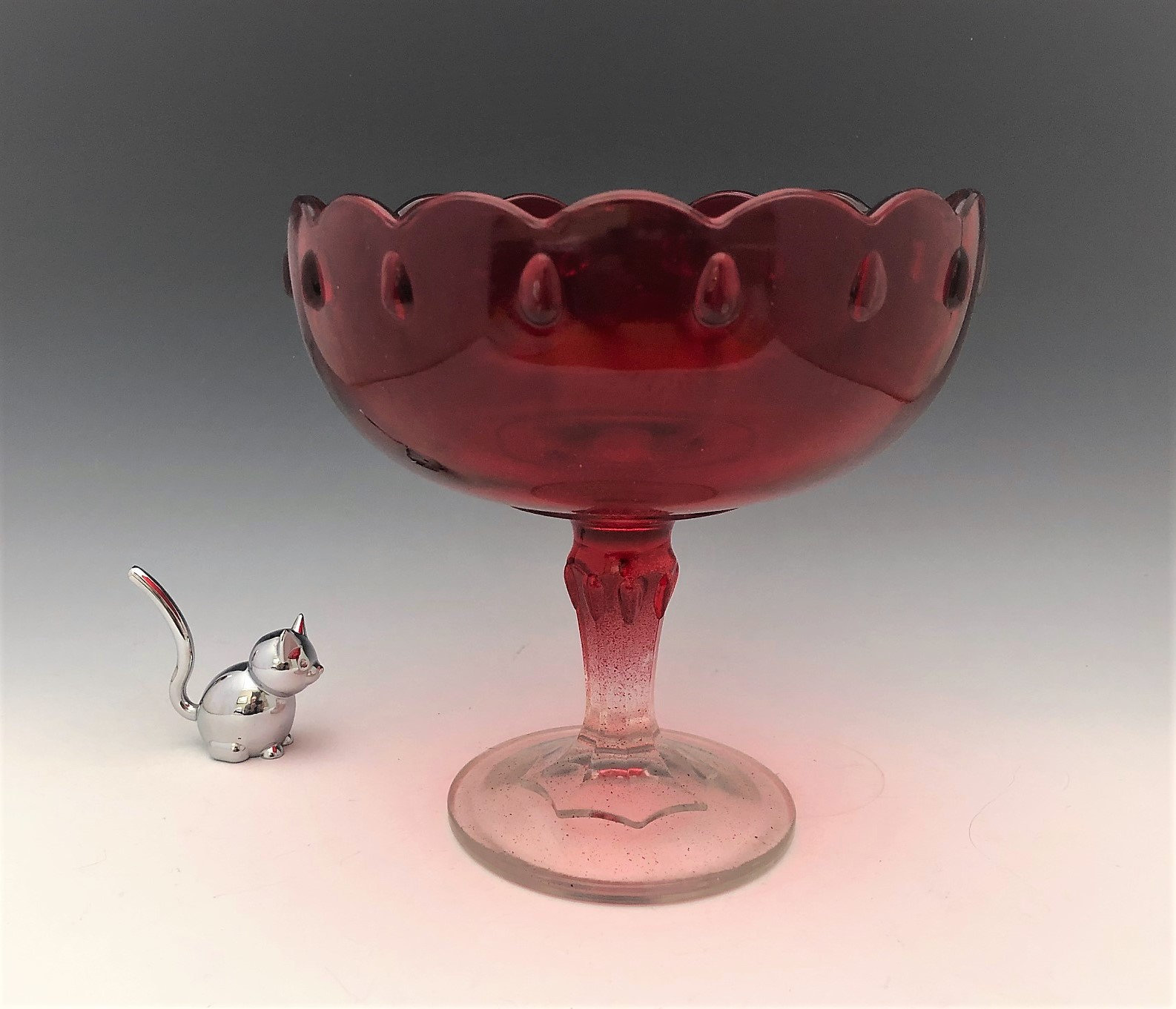 Indiana Glass Teardrop 1011 Large Compote Red Decoration