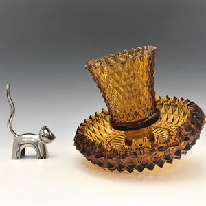 Indiana Glass Diamond Sawtooth Candle Holder With Matching Insert for Votives or Tealights - Home Interiors and Gifts (Homco)