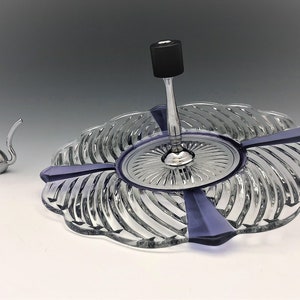 Indiana Glass #303 Serving Plate With Farberware Handle - Purple Stain