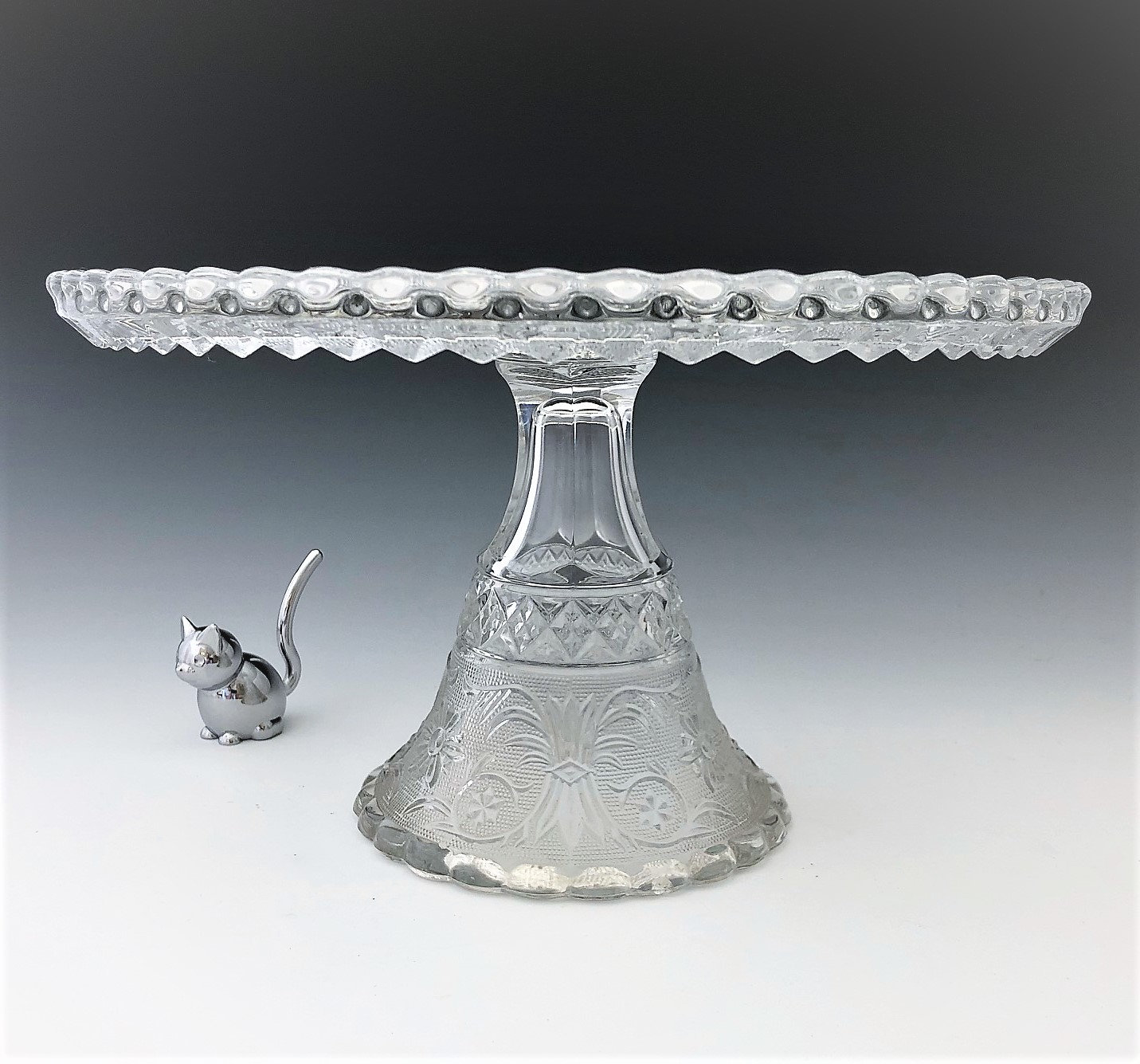 Duncan Miller Sandwich Glass Pedestal Cake Stand 11 Inch MidCentury