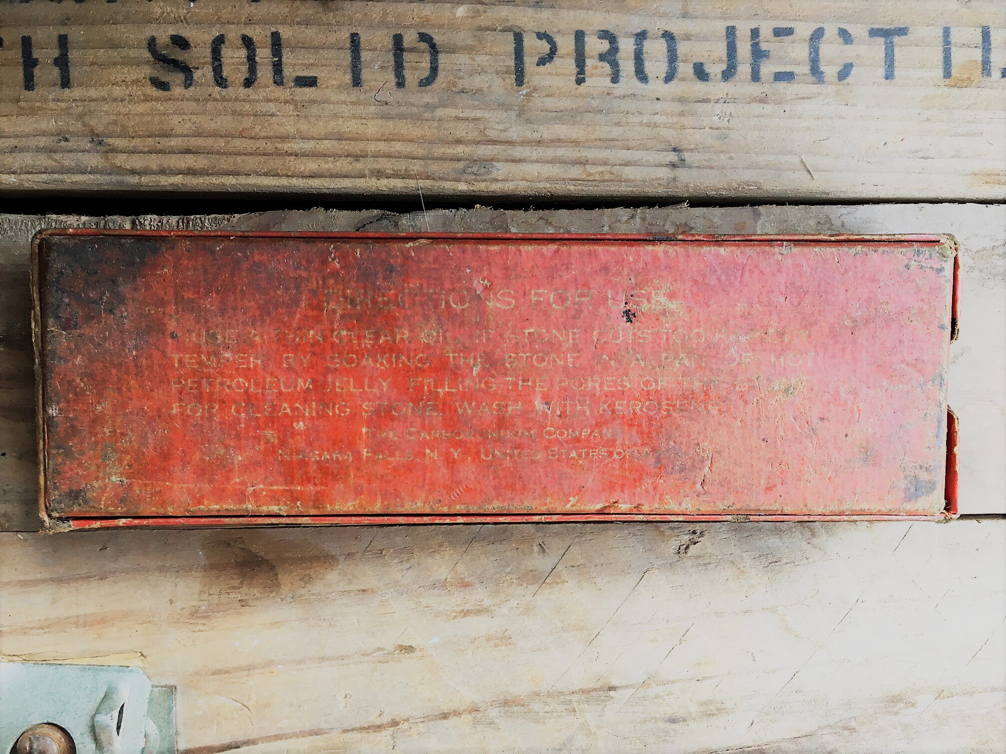 Vintage Knife Sharpening Stone CARBORUNDUM 110 Combination Razor or