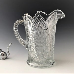 EAPG Pitcher - Bryce Higbee and Company - Madora Pattern - AKA Arrowhead in Oval - Early American Pattern Glass - c. 1907