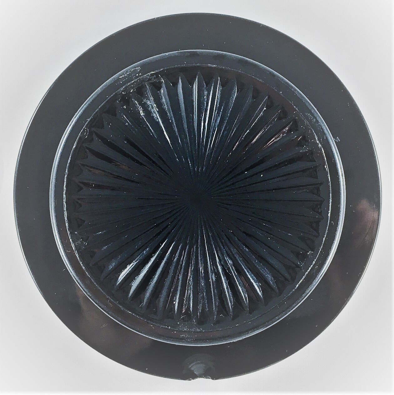 Vintage Black Glass Ashtray Clover or Shamrock Pattern Matchbook