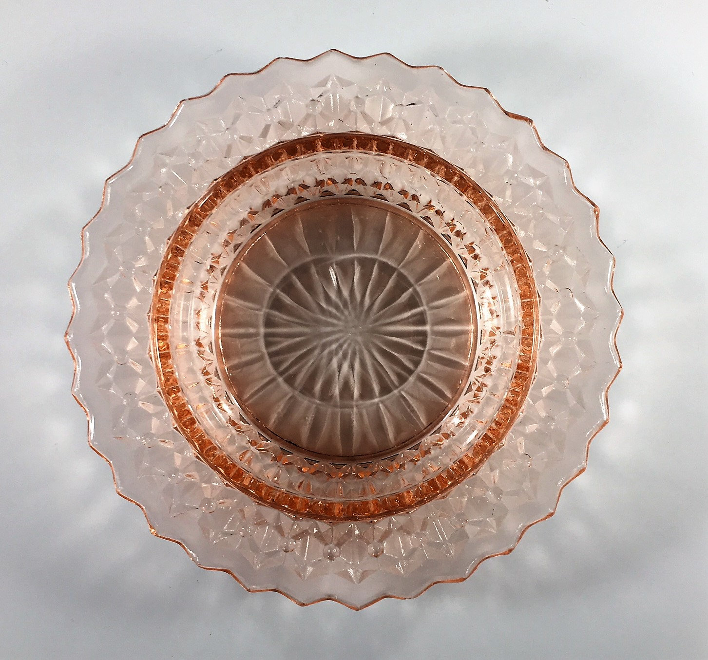 Pink Depression Glass Butter Dish Base Holiday Pattern